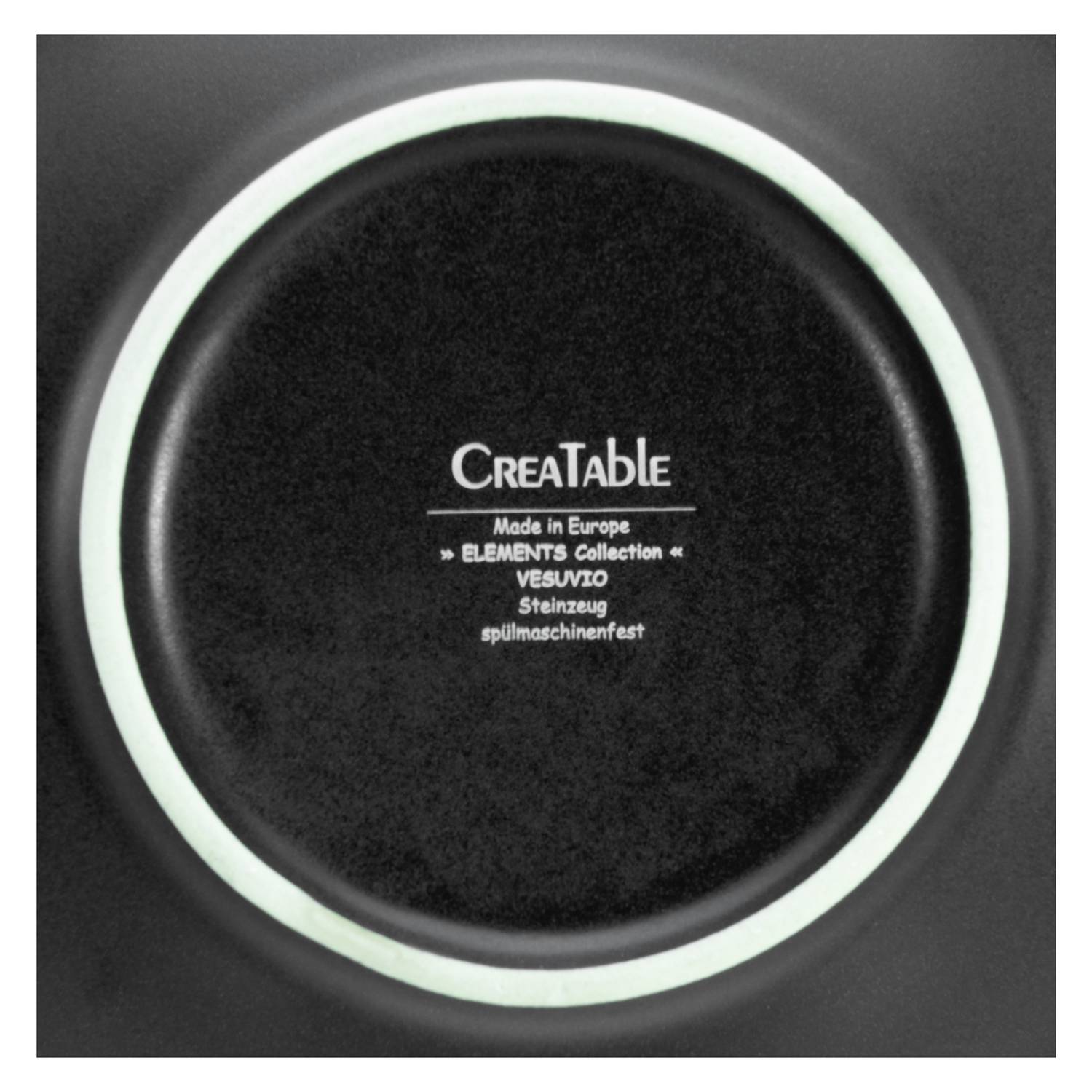 CreaTable 21820 Tafelservice Vesuvio für 4 Personen, Steinzeug, anthrazit (1 Set, 4-teilig)