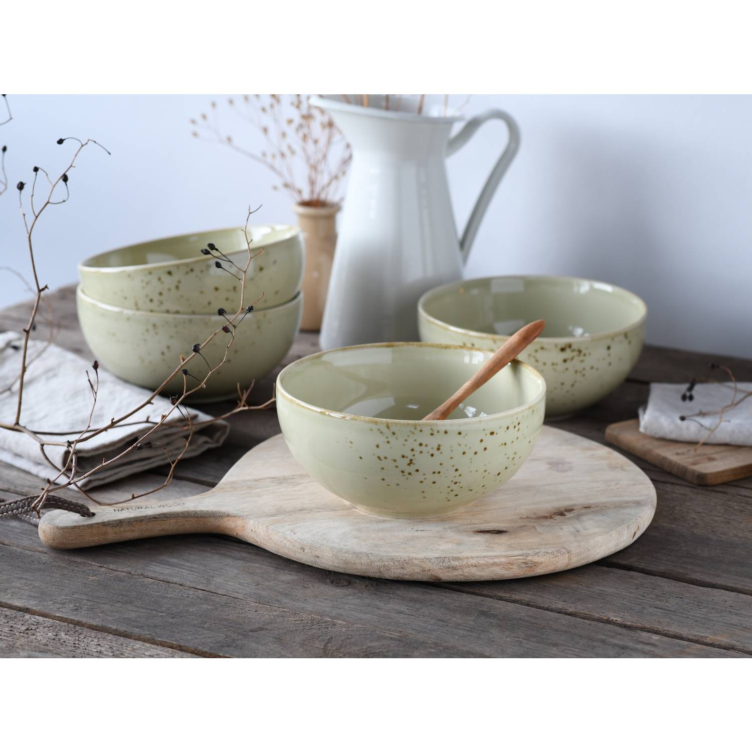 CreaTable 21678 Nature Collection Buddha Bowl Schüssel, grün, 4-teilig (1 Set)