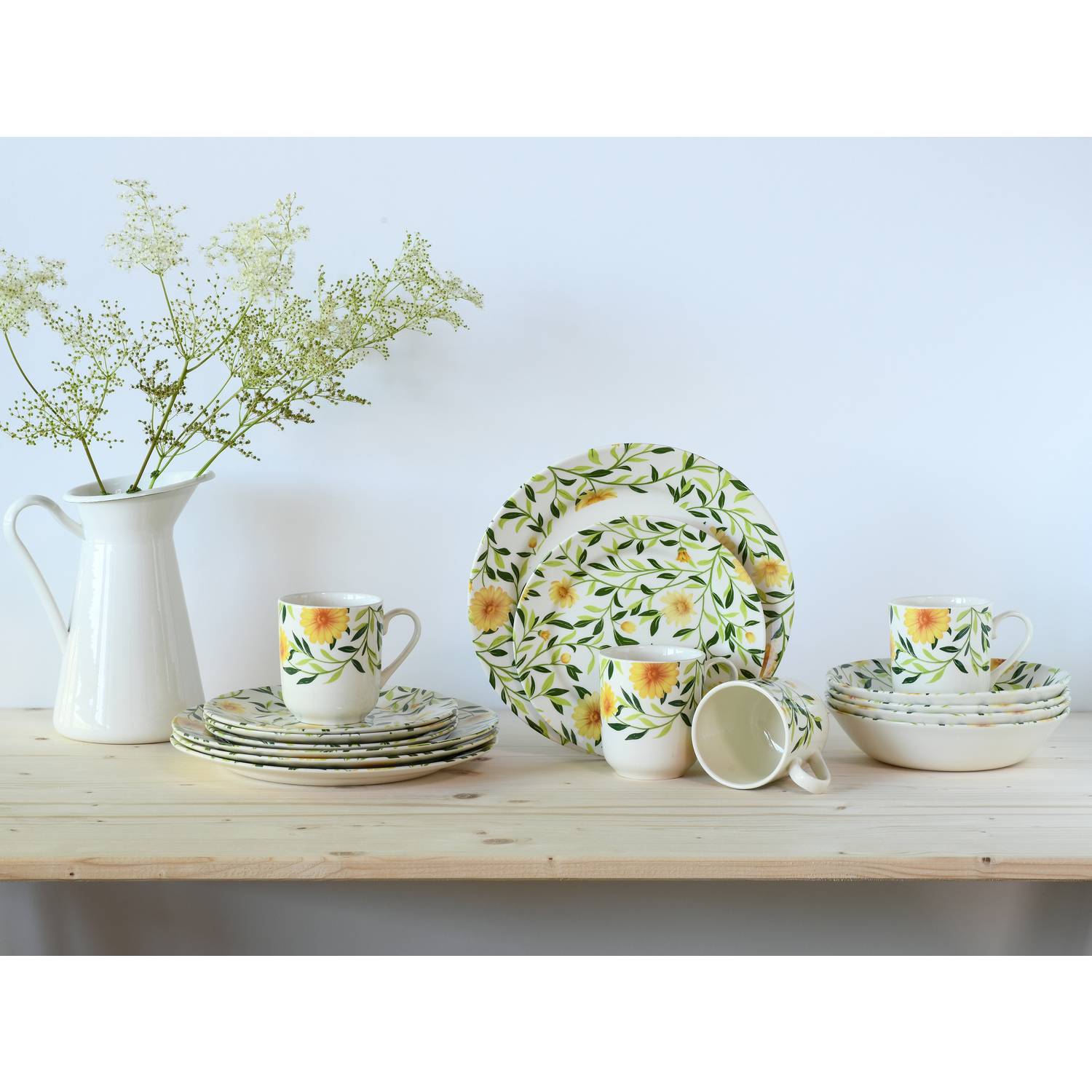 CreaTable 16758 Kombiservice Amarilla für 4 Personen, Steingut, mehrfarbig (1 Set, 16-teilig)