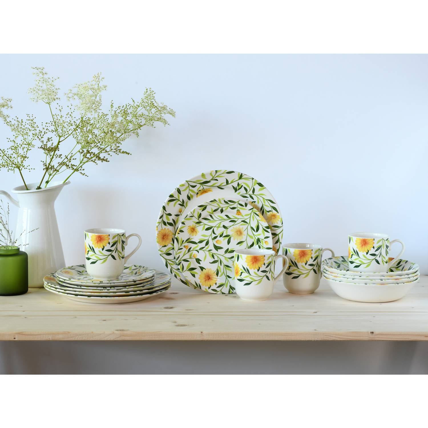 CreaTable 16758 Kombiservice Amarilla für 4 Personen, Steingut, mehrfarbig (1 Set, 16-teilig)