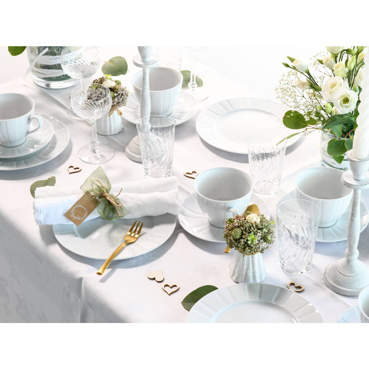 CreaTable 17607 Kaffeeservice Barcelona für 6 Personen, Porzellan, weiß (1 Set, 18-teilig)