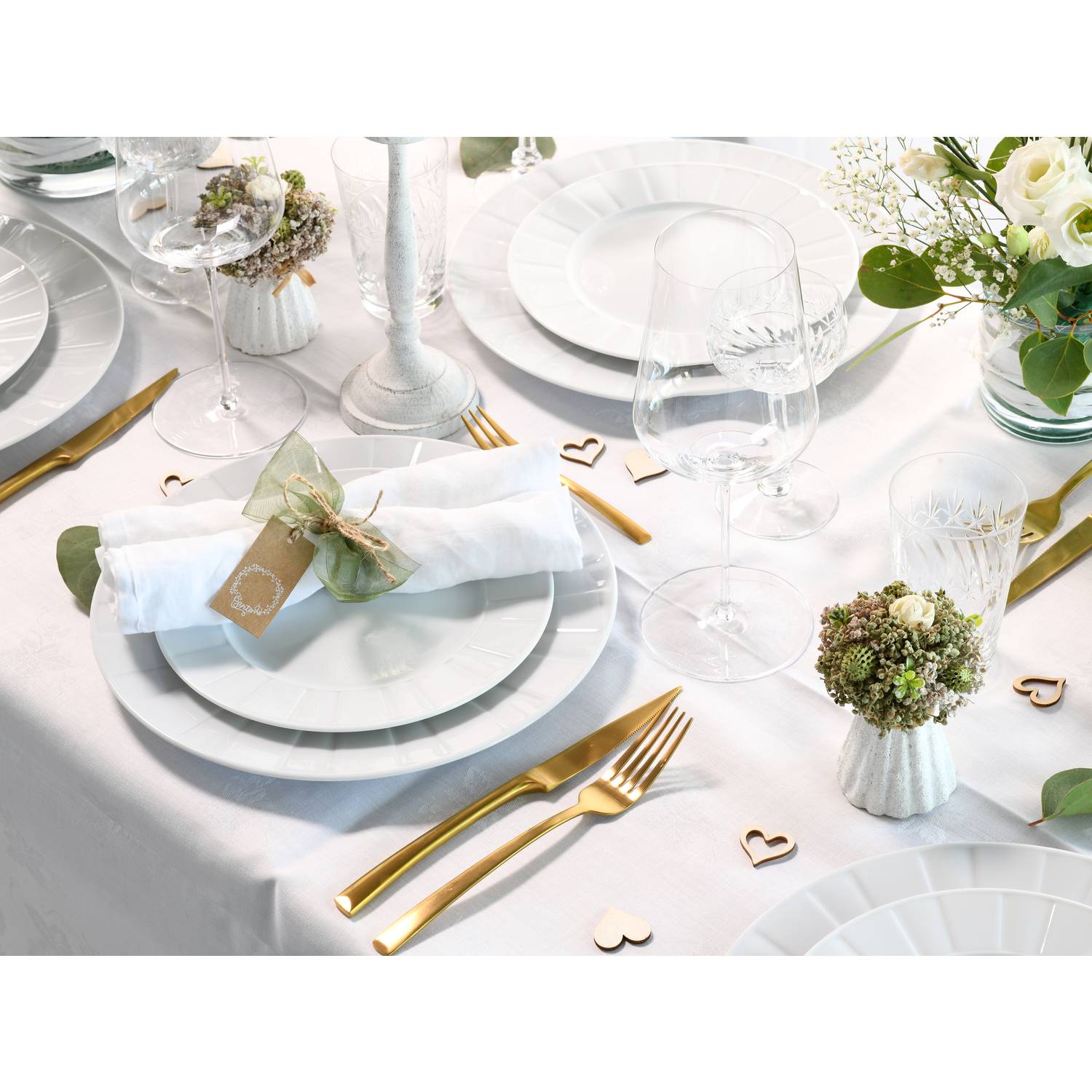 CreaTable 17608 Tafelservice Barcelona für 6 Personen, Porzellan, weiß (1 Set, 12-teilig)