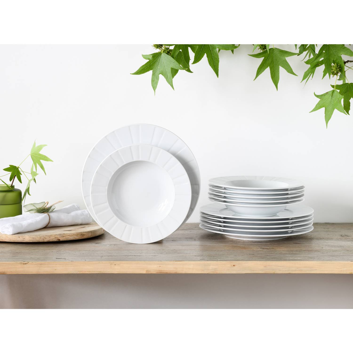 CreaTable 17608 Tafelservice Barcelona für 6 Personen, Porzellan, weiß (1 Set, 12-teilig)