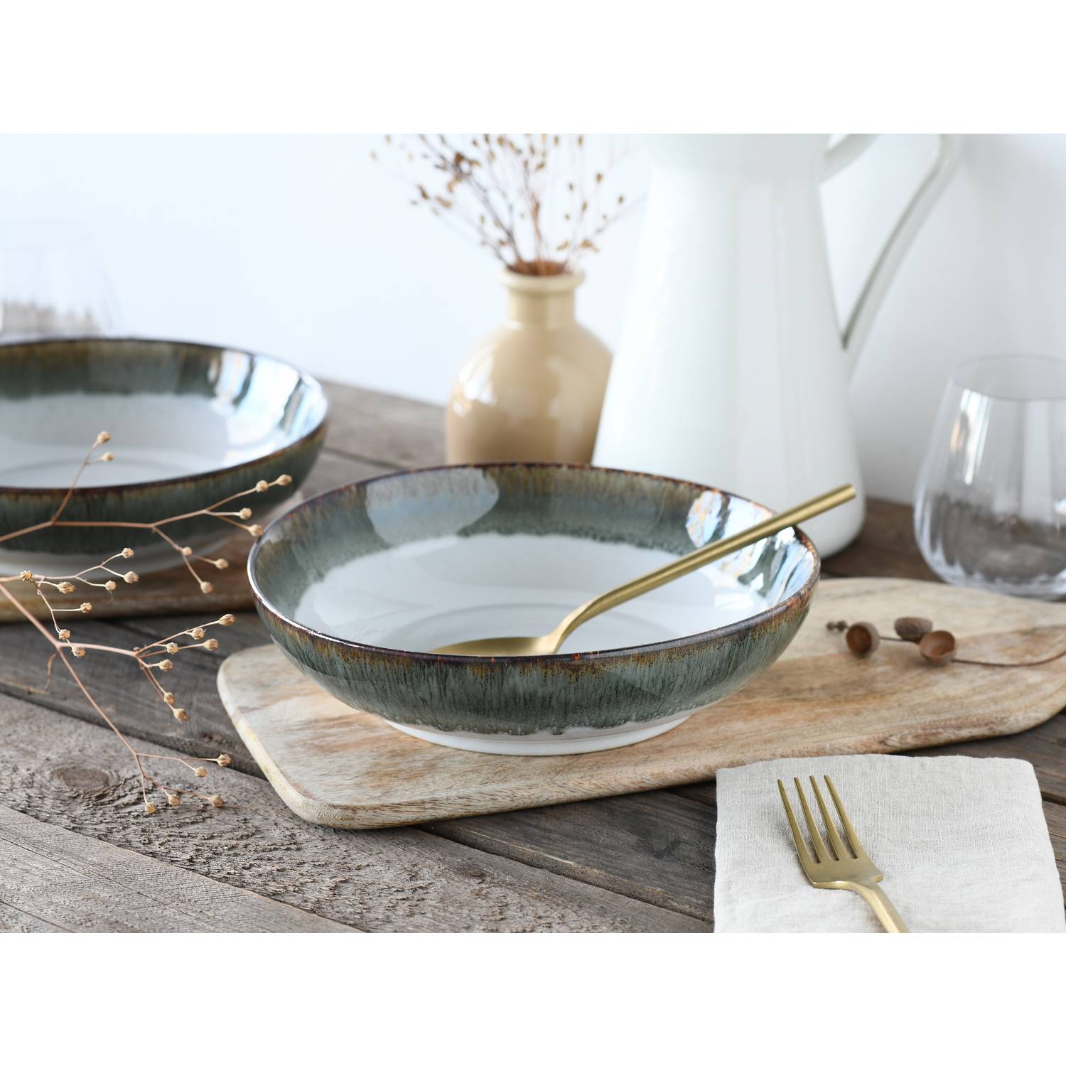 CreaTable 21690 Cascade Poke Bowl Set Steinzeug, stein, 4-teilig (1 Set)