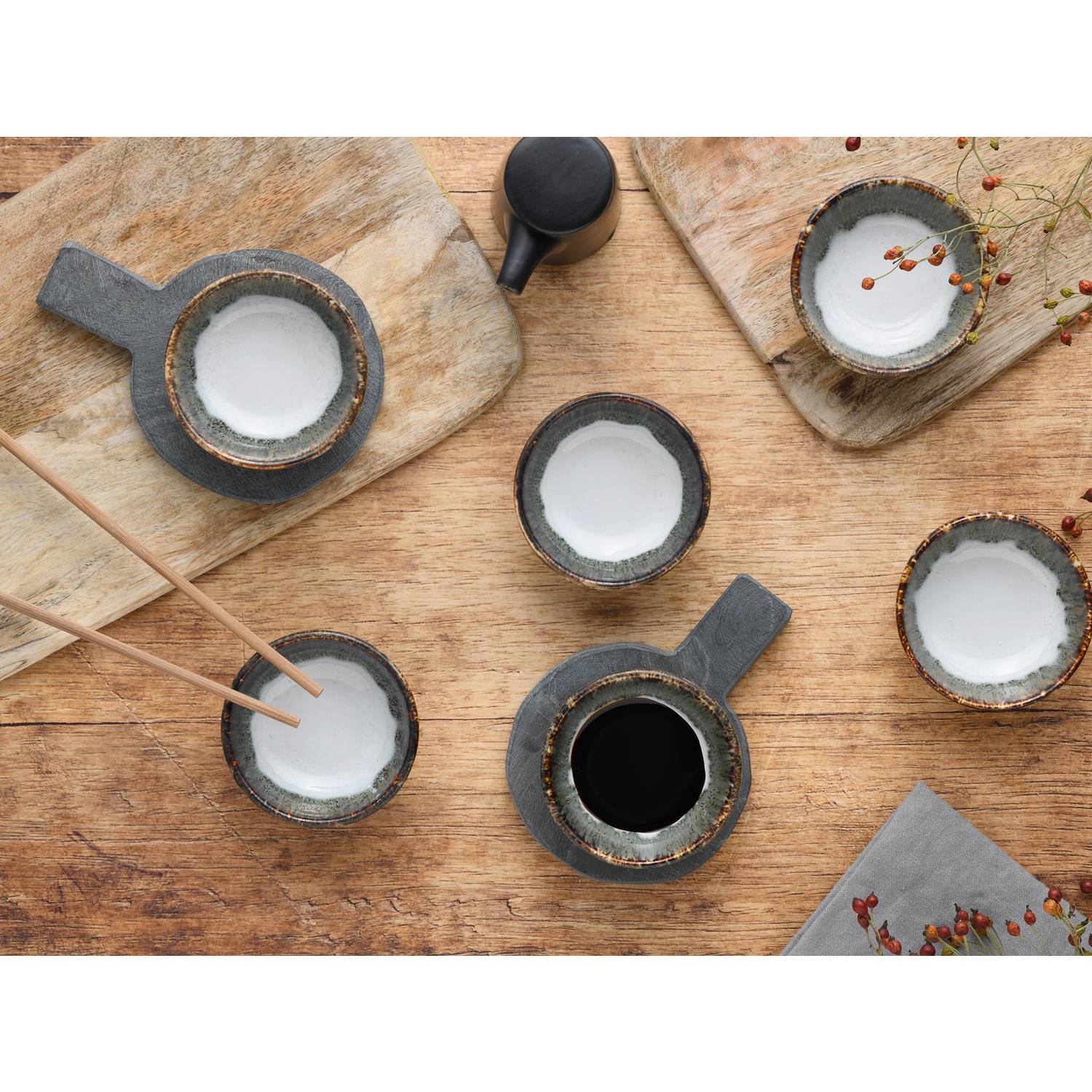 CreaTable 21814 Cascade Sojaschale Steinzeug, stein, 6-teilig (1 Set)