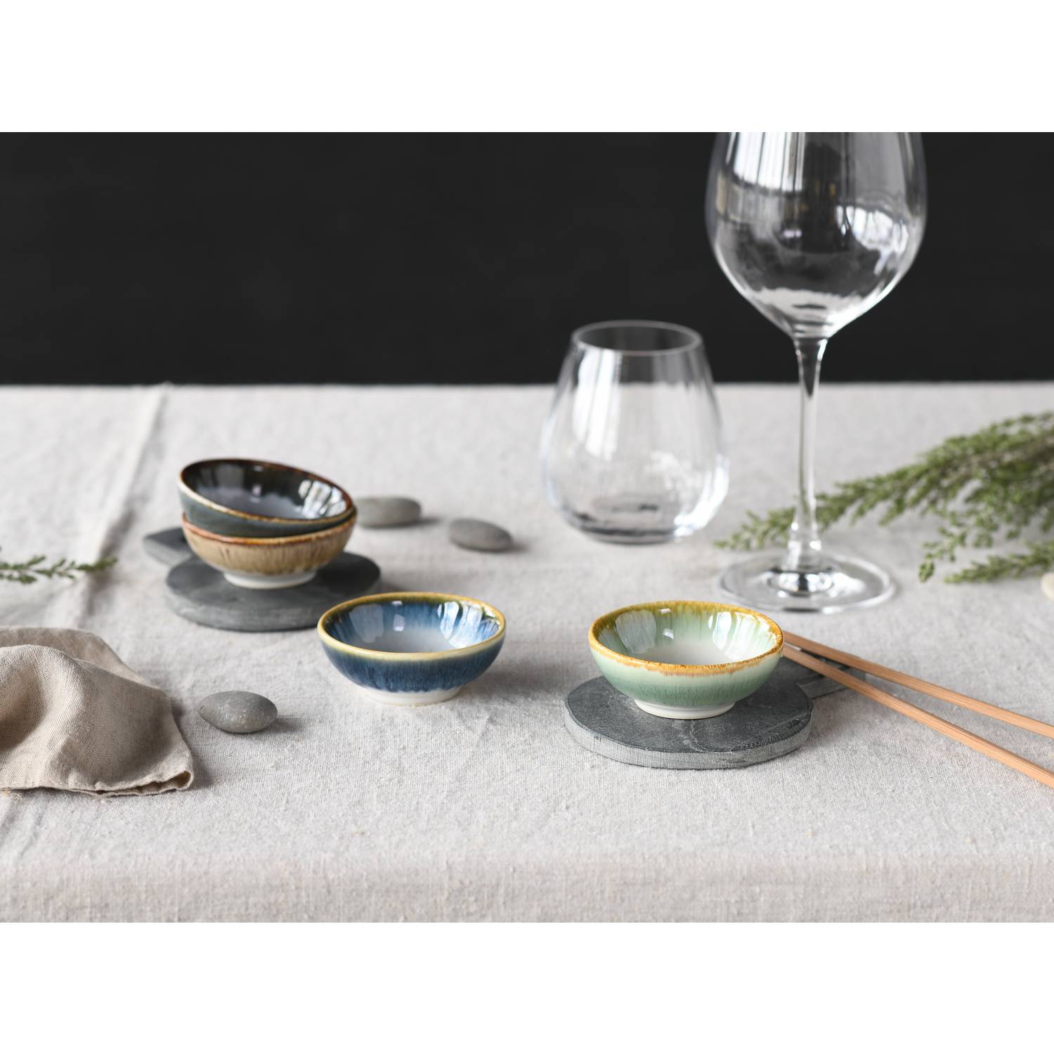 CreaTable 21724 Cascade Sojaschale Steinzeug, mehrfarbig, 4-teilig (1 Set)