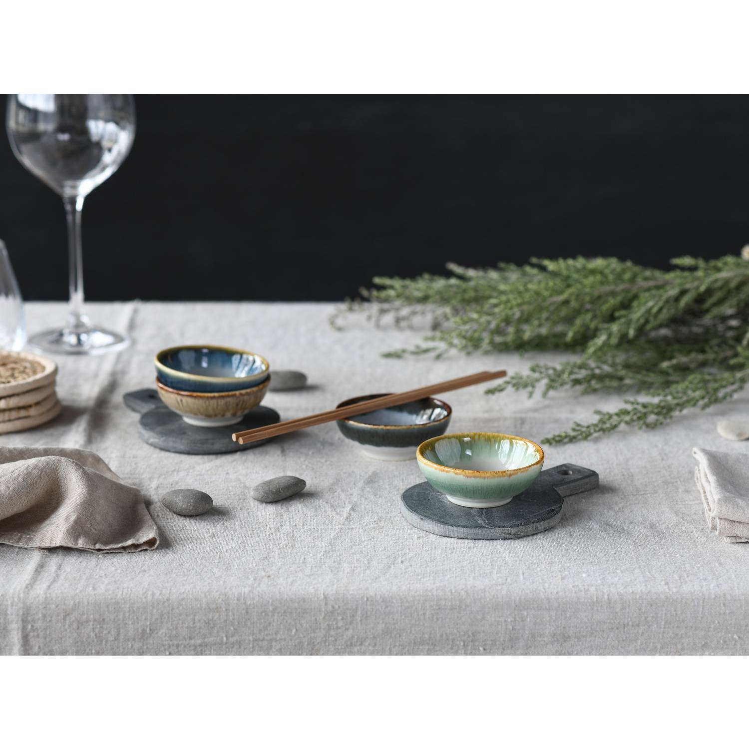 CreaTable 21724 Cascade Sojaschale Steinzeug, mehrfarbig, 4-teilig (1 Set)