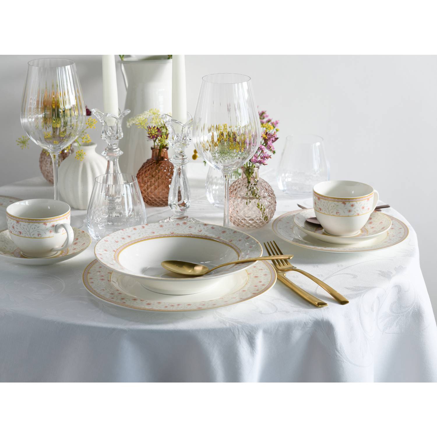 CreaTable 17529 Kombiservice Emilia für 6 Personen, Porzellan, creme-weiß (1 Set, 30-teilig)
