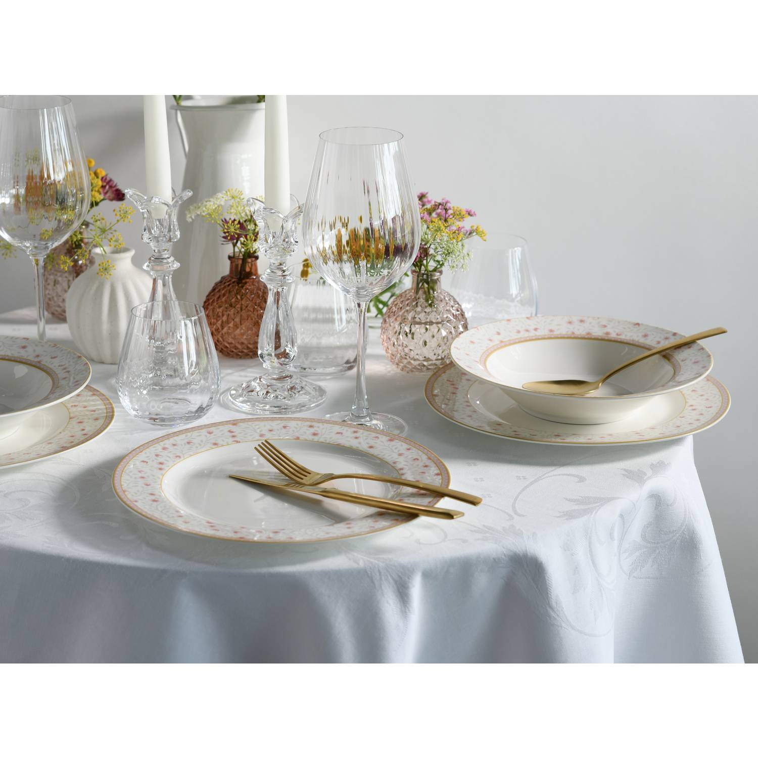 CreaTable 17528 Tafelservice Emilia für 6 Personen, Porzellan, creme-weiß (1 Set, 12-teilig)