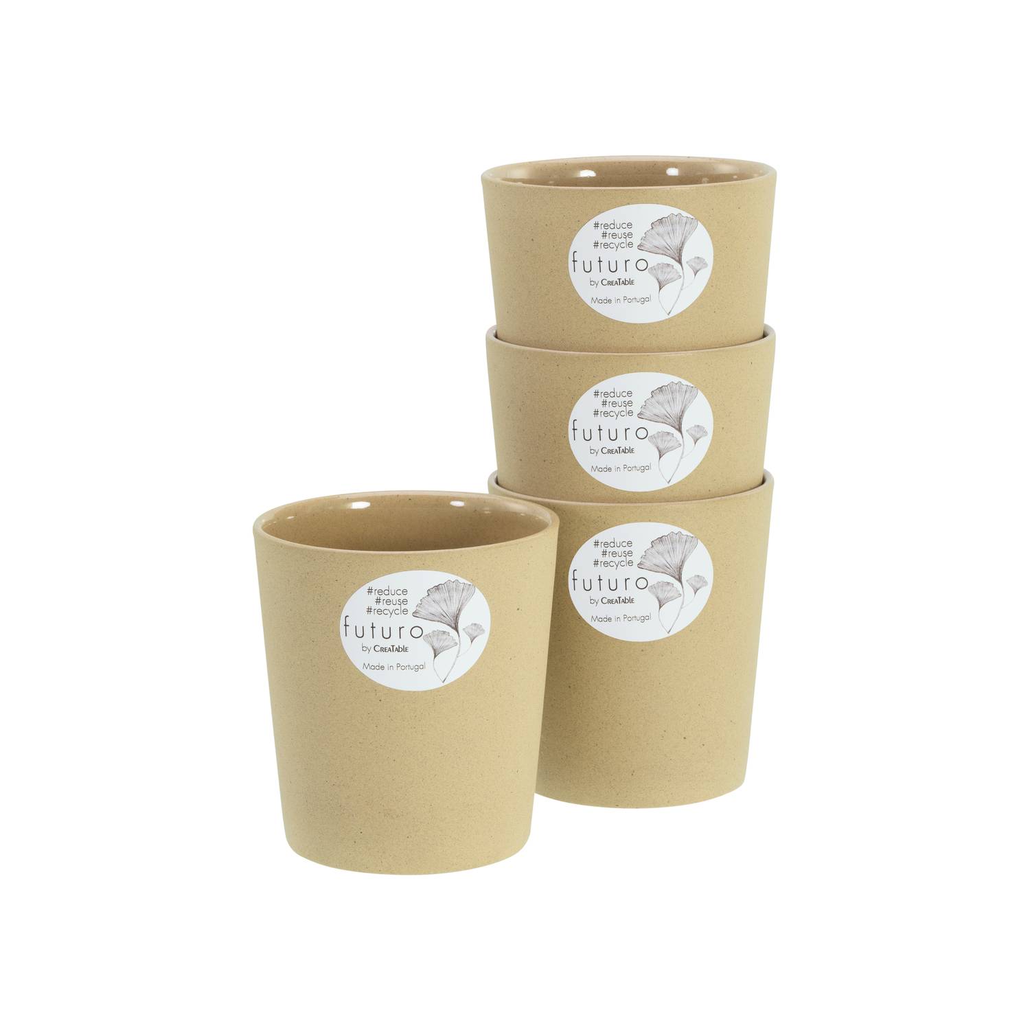 CreaTable 21656 Futuro Becher Set 500 ml, sand, 4-teilig (1 Set)