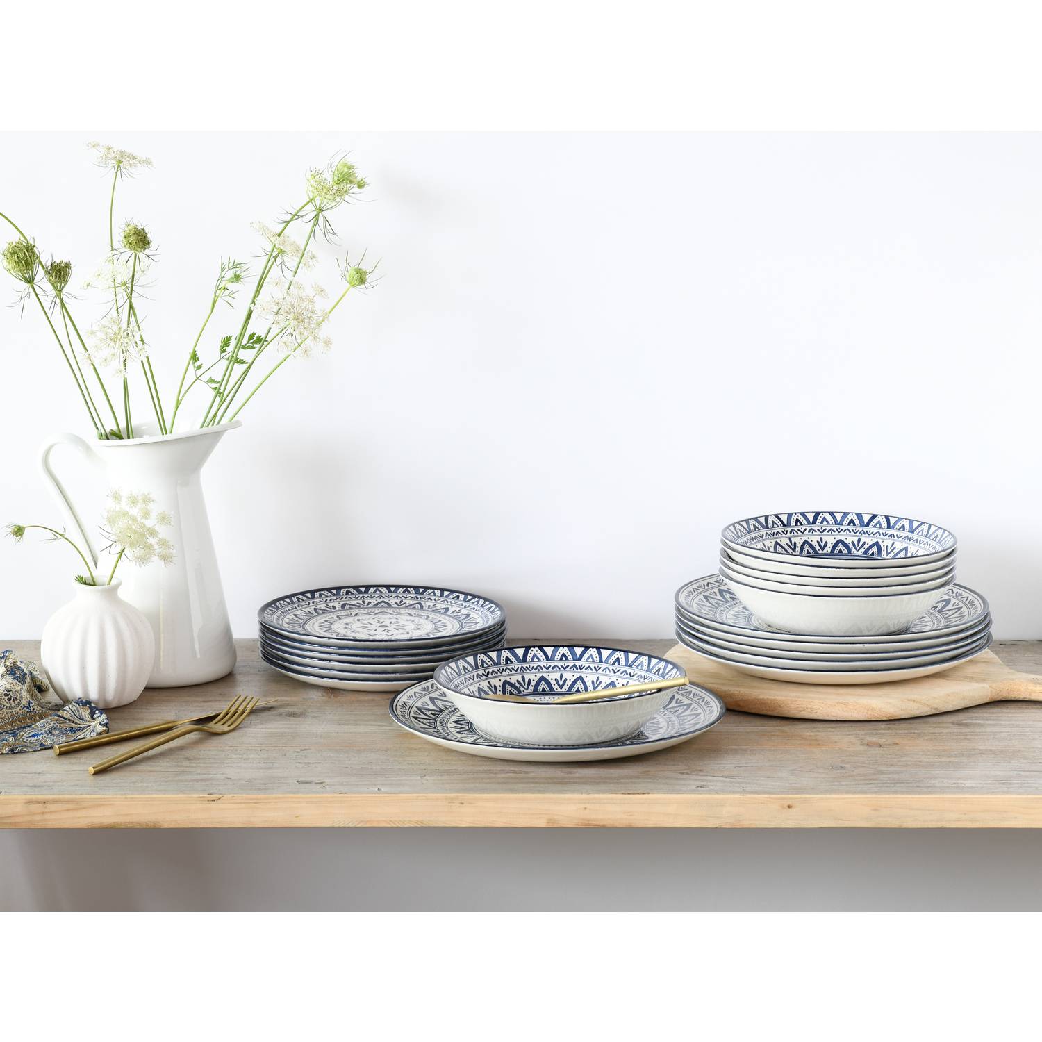 CreaTable 17178 Tafelservice Mexico für 6 Personen, Steingut, mehrfarbig (1 Set, 18-teilig)