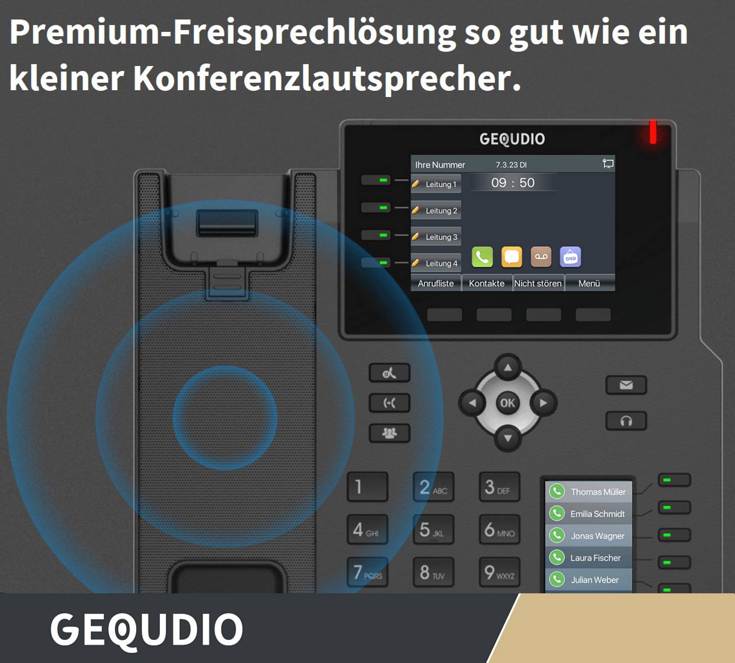 GEQUDIO IP Telefon GX5+ mit Netzteil & WLAN Stick - für Fritzbox, Telekom - Freisprechen & 2x Farbdisplays - Anleitung