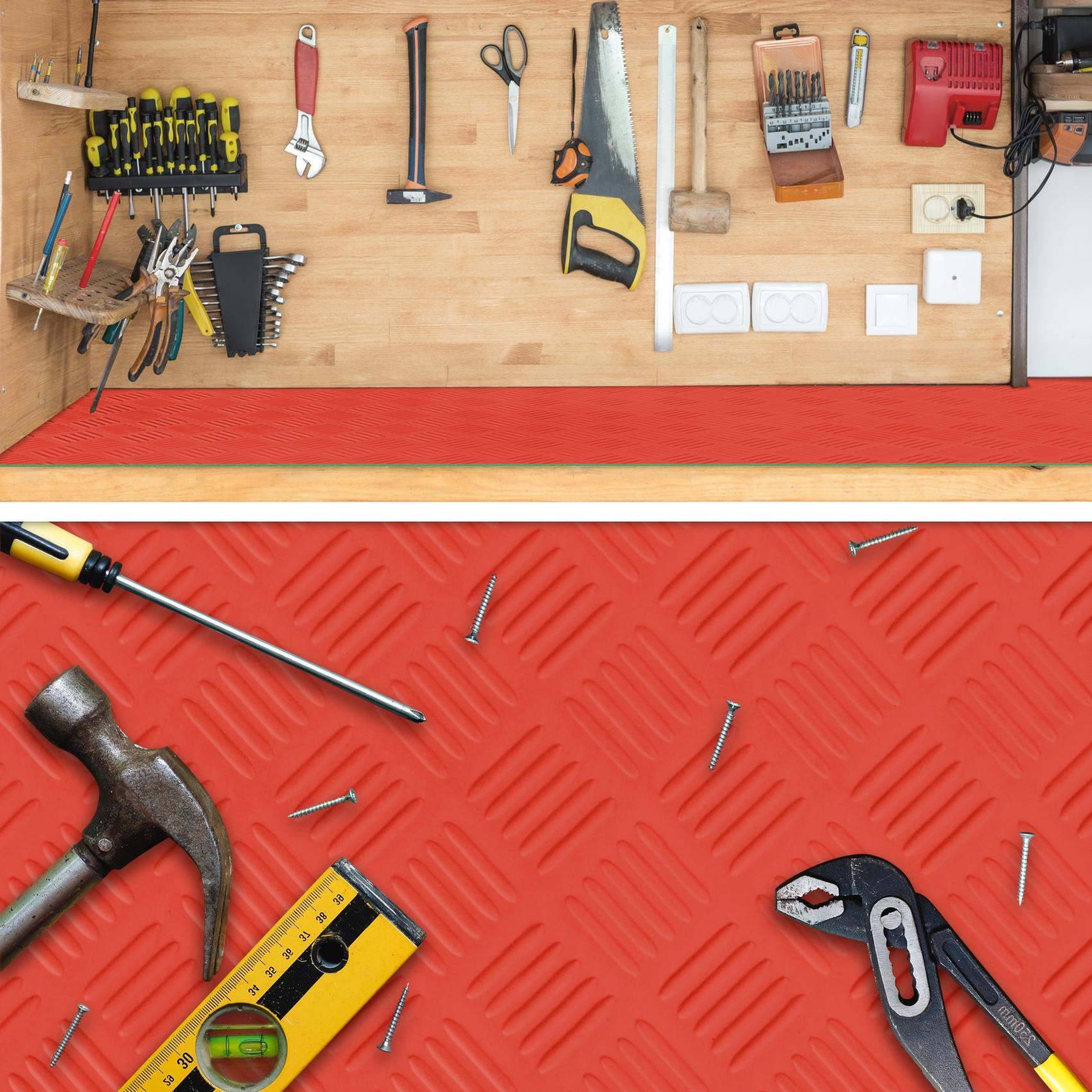 Gummimatte Premium Bodenmatte Bodenbelag TPE Riffelblech rot Breite 100 cm Länge 300 cm