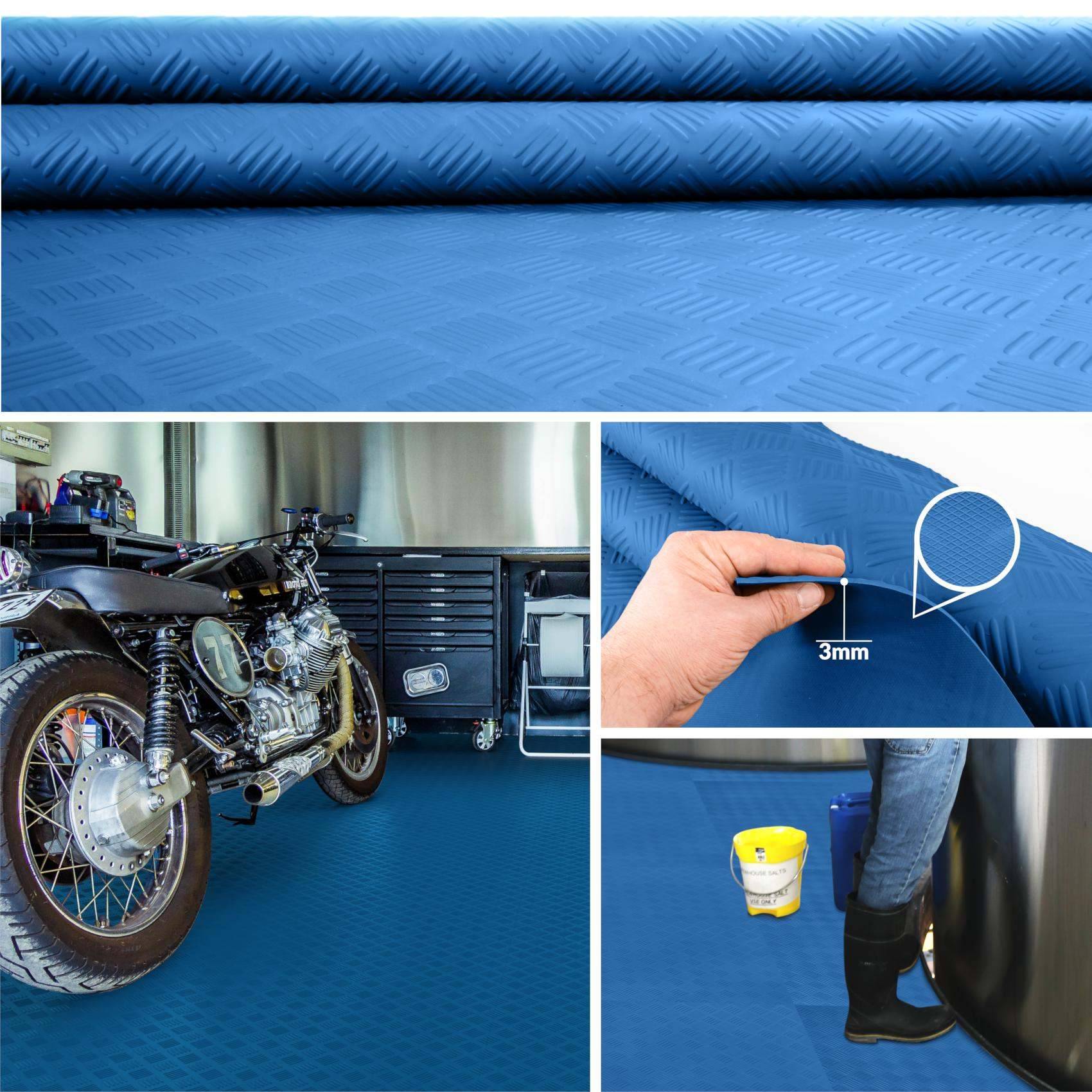 Gummimatte Premium Bodenmatte Bodenbelag TPE Riffelblech blau Breite 100 cm Länge 340 cm