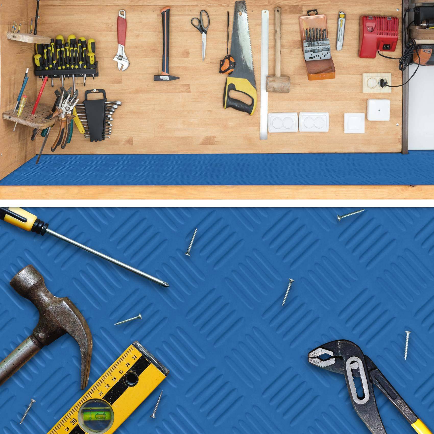 Gummimatte Premium Bodenmatte Bodenbelag TPE Riffelblech blau Breite 100 cm Länge 110 cm