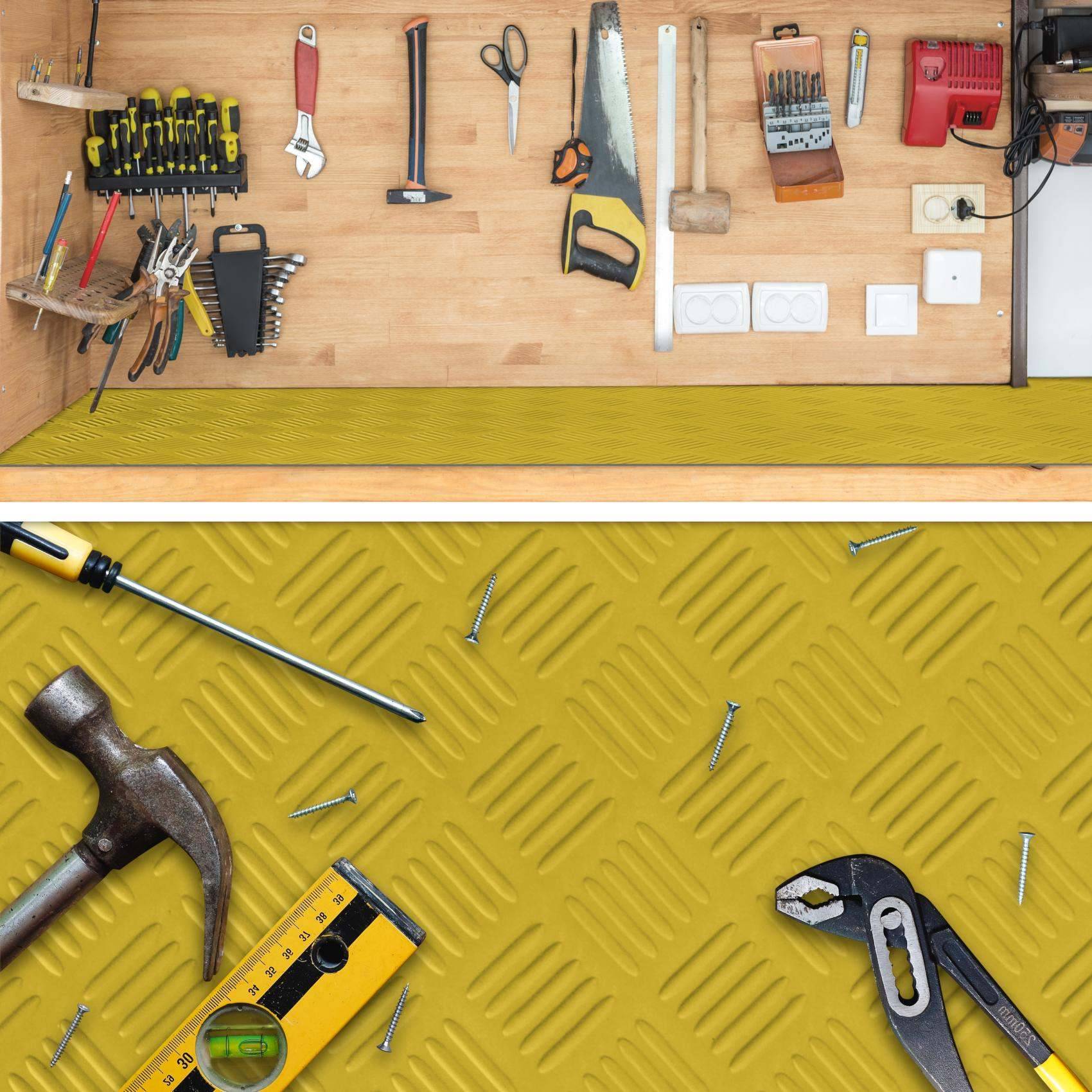 Gummimatte Premium Bodenmatte Bodenbelag TPE Riffelblech gelb Breite 100 cm Länge 190 cm