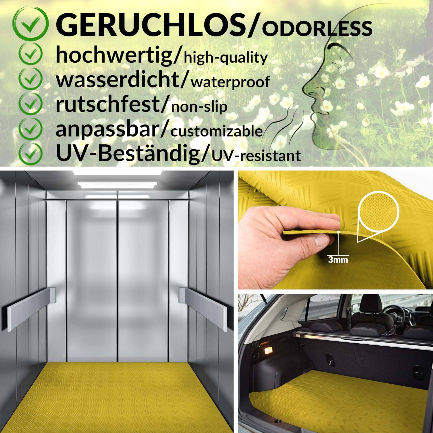 Gummimatte Premium Bodenmatte Bodenbelag TPE Riffelblech gelb Breite 100 cm Länge 210 cm