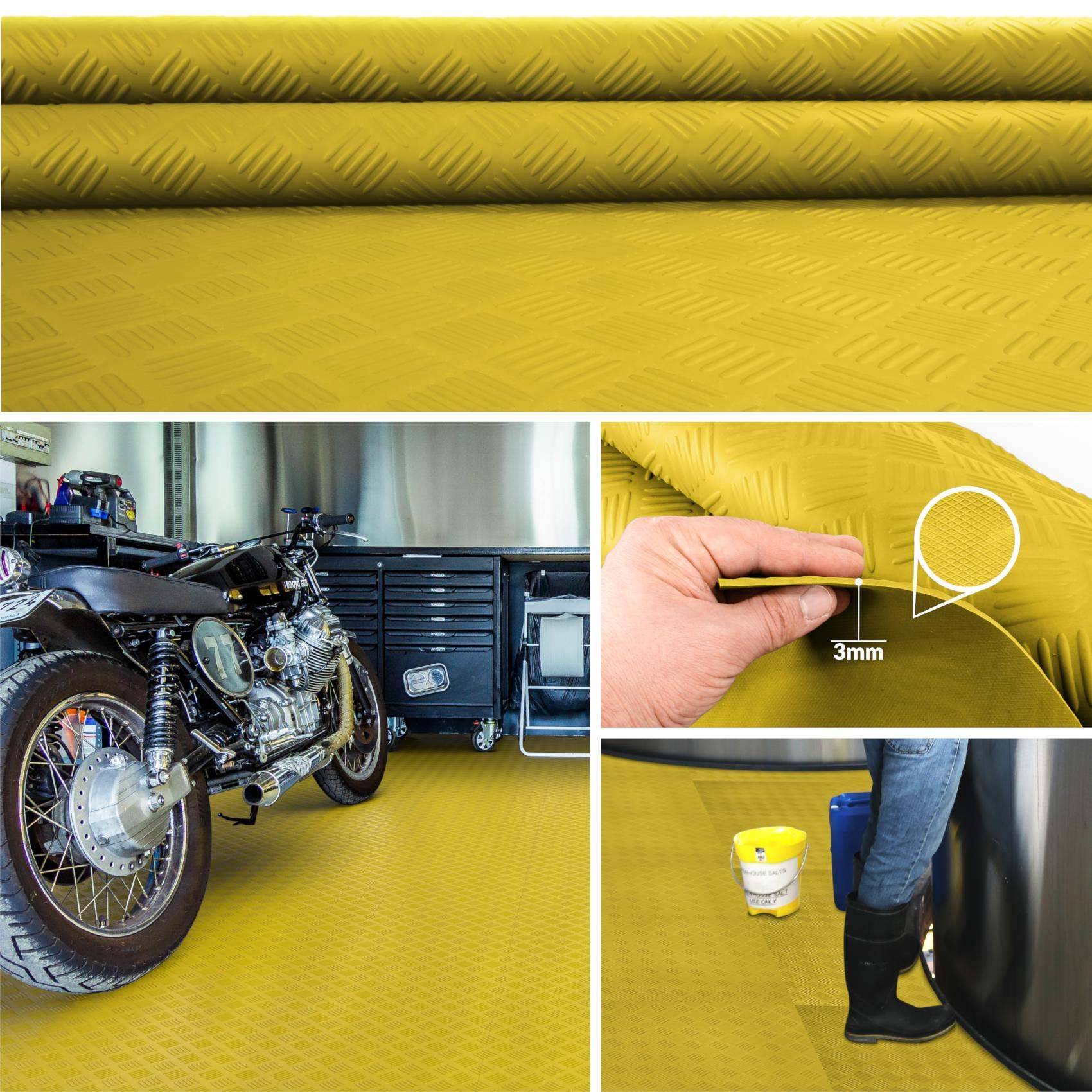 Gummimatte Premium Bodenmatte Bodenbelag TPE Riffelblech gelb Breite 100 cm Länge 120 cm