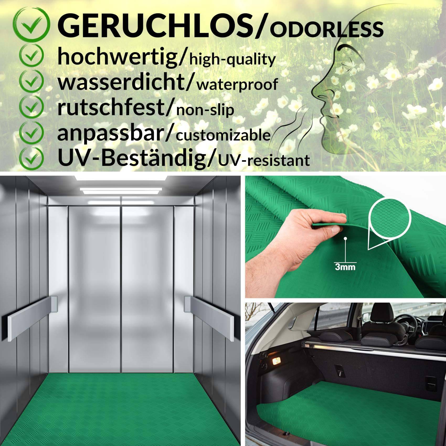 Gummimatte Premium Bodenmatte Bodenbelag TPE Riffelblech grün Breite 100 cm Länge 140 cm