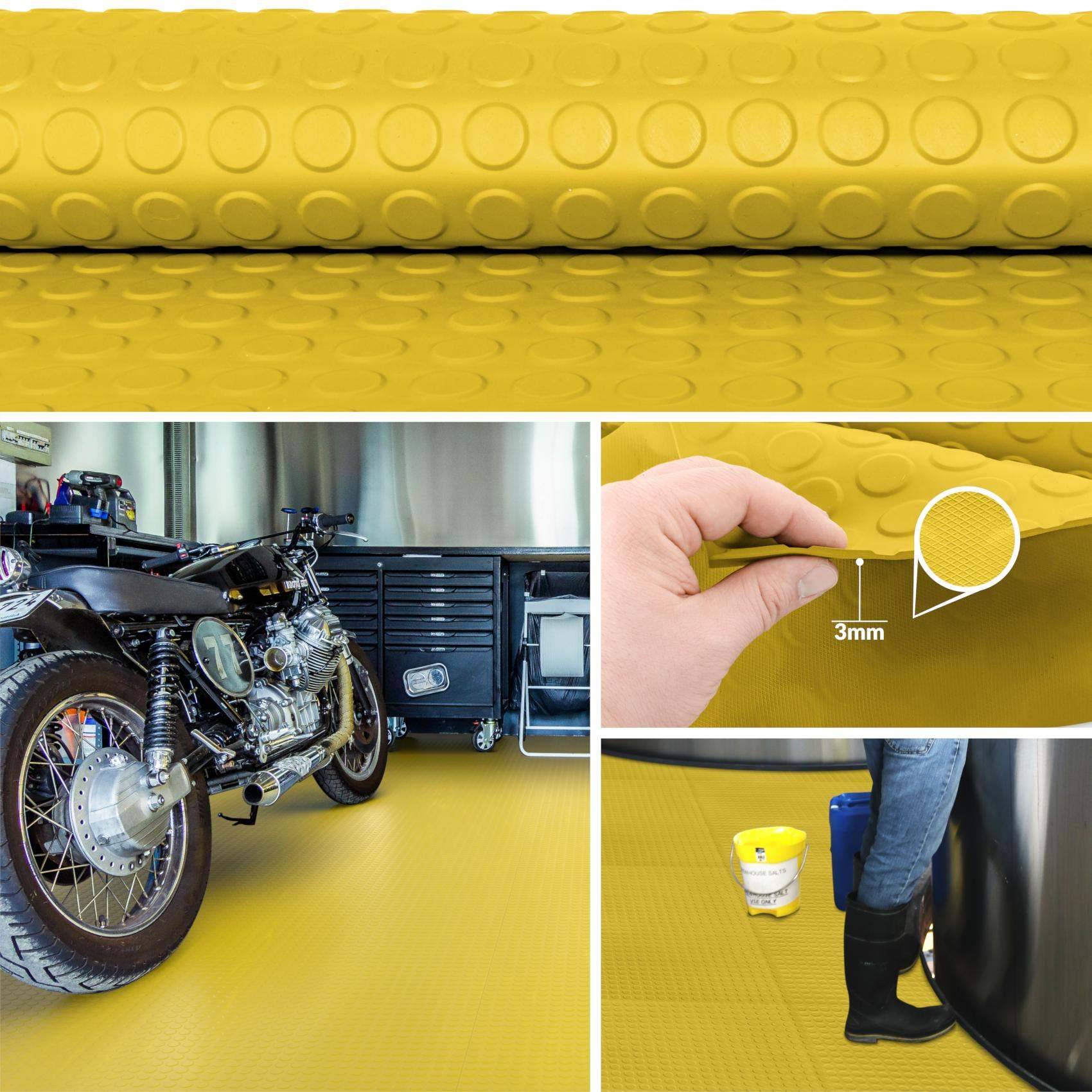 TPE Gummimatten Meterware geruchsarm Noppen Muster Gelb Bodenbelag 3mm - 100 cm breit Rollenware