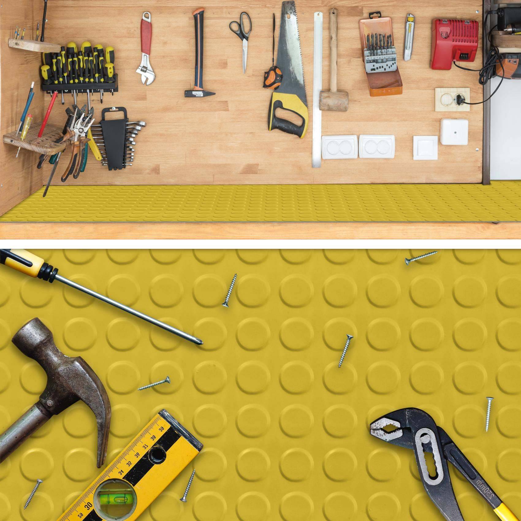 TPE Gummimatten Meterware geruchsarm Noppen Muster Gelb Bodenbelag 3mm - 100 cm breit Rollenware