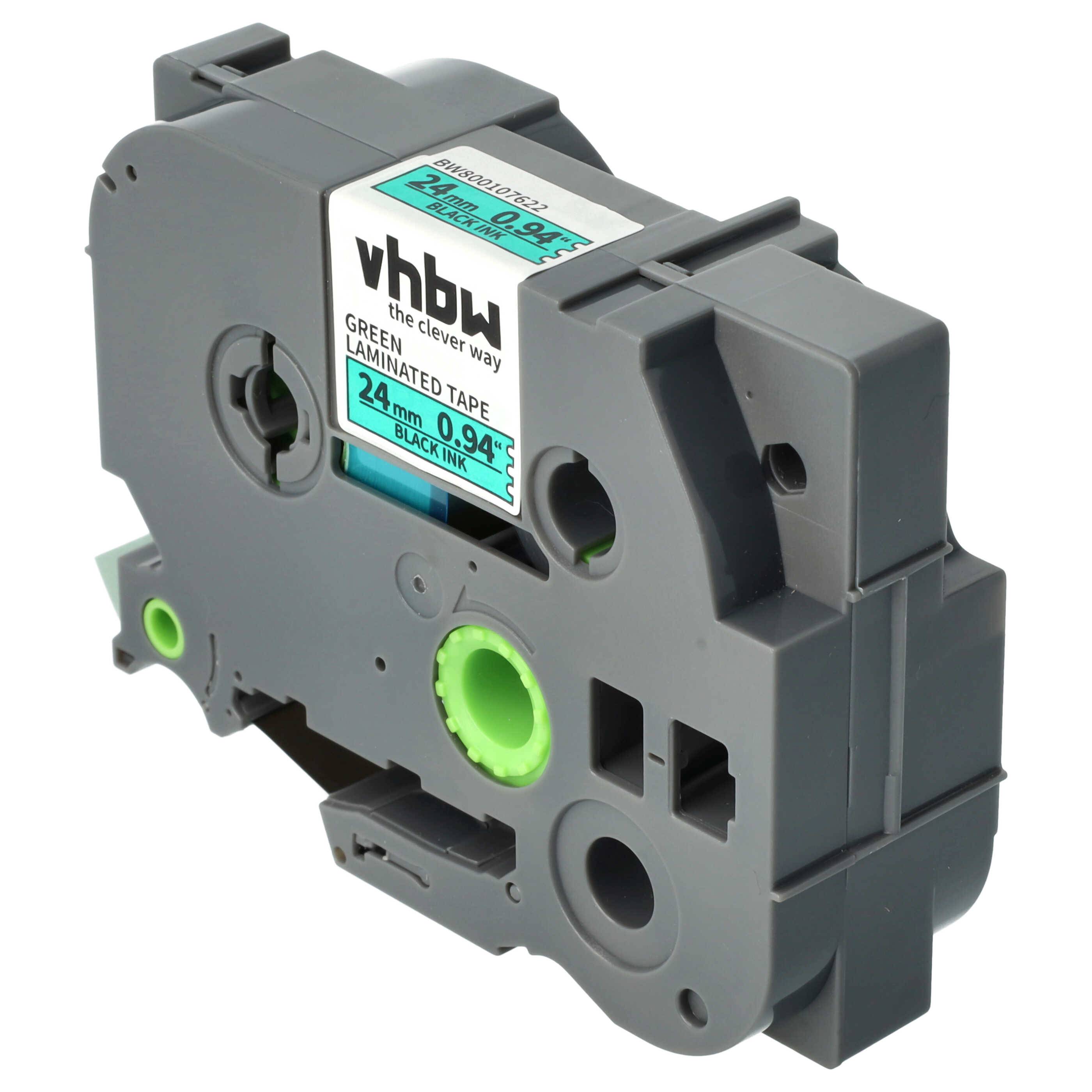 vhbw Schriftband-Kassette Ersatz für Brother TZ-751, TZE-751 für Etiketten-Drucker 8m x 24mm Schwarz auf Grün