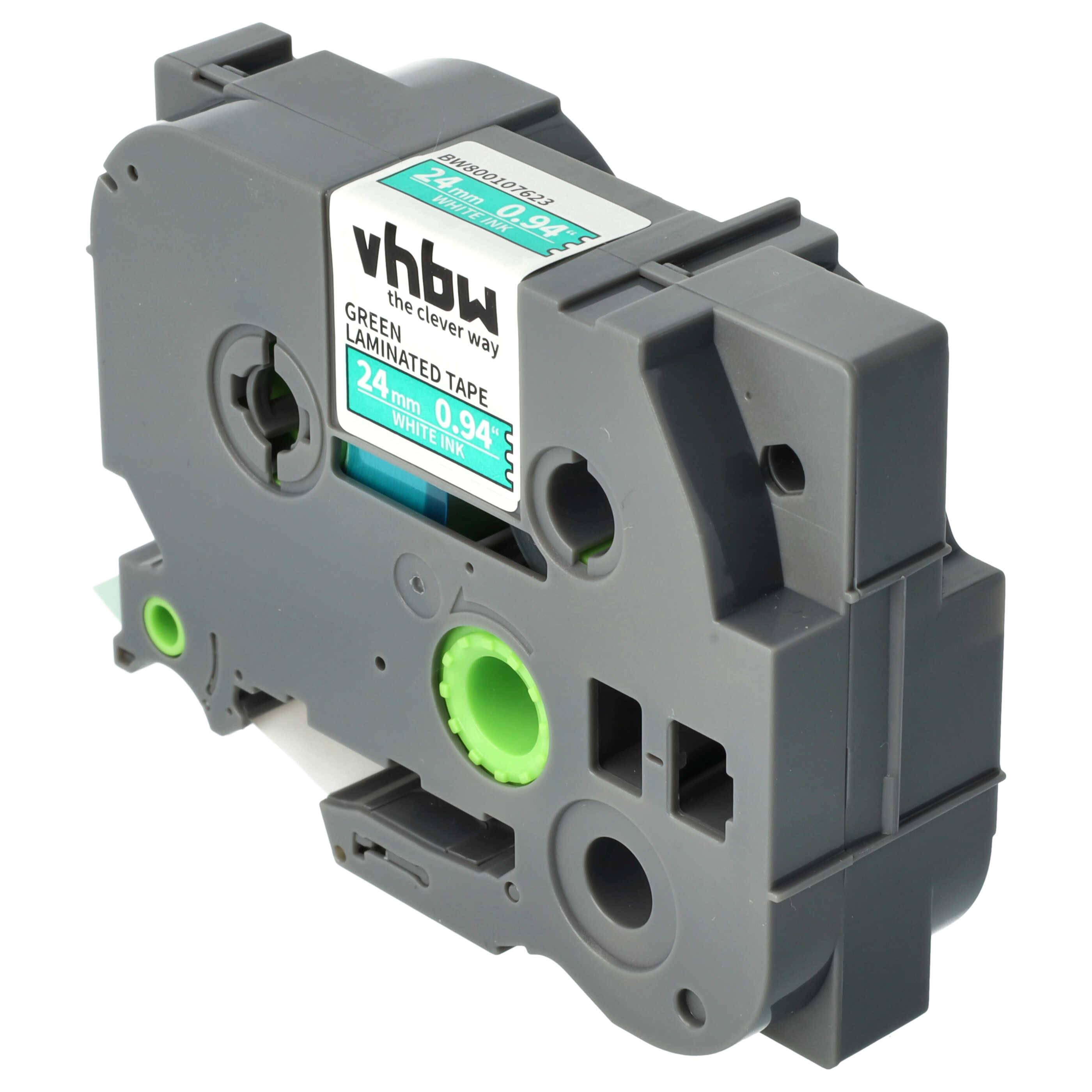vhbw Schriftband-Kassette Ersatz für Brother TZE-755, TZ-755 für Etiketten-Drucker 8m x 24mm Weiß auf Grün