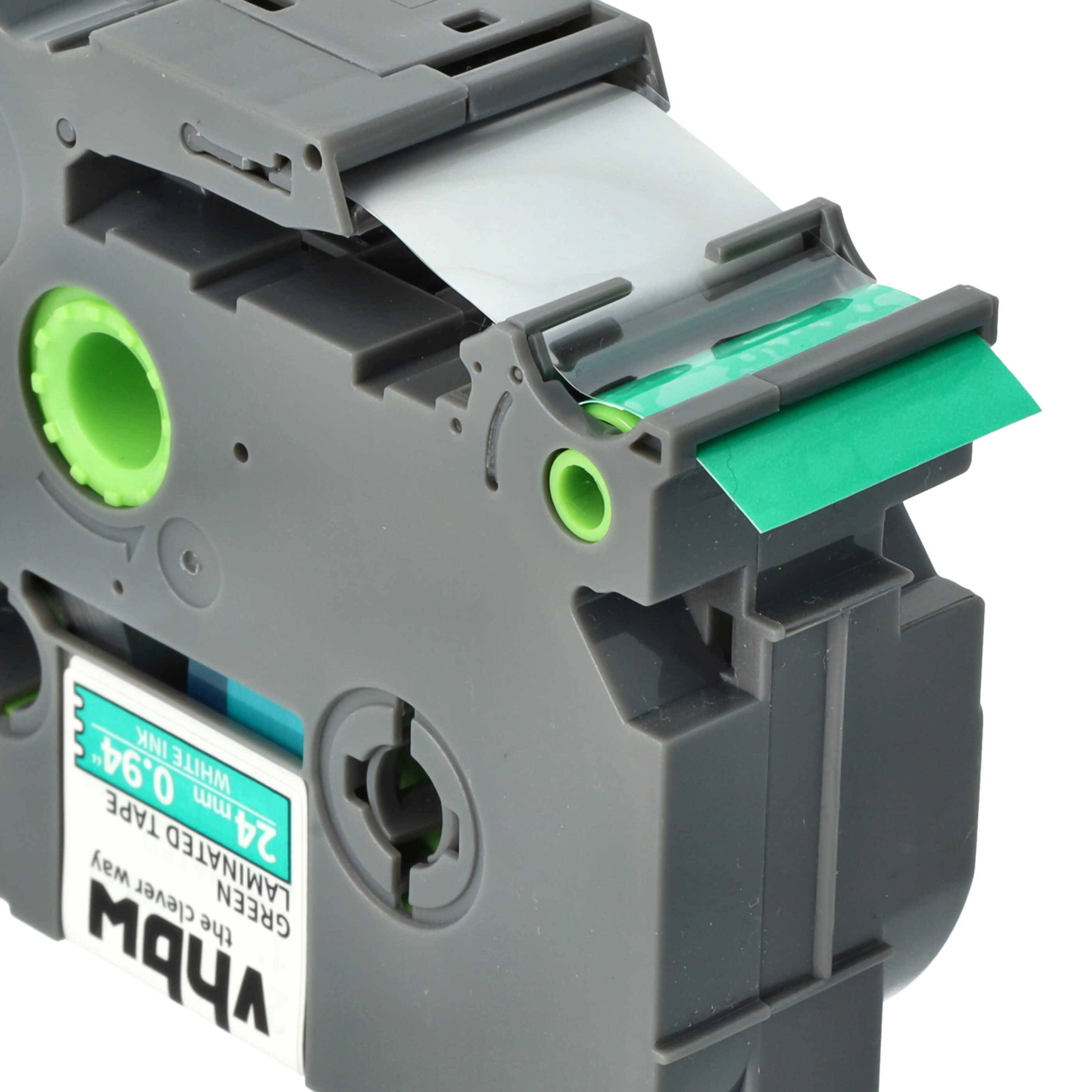 vhbw Schriftband-Kassette kompatibel mit Brother PT H 500 Li, P 700, RL 700 S Etiketten-Drucker 8m x 24mm Weiß auf Grün