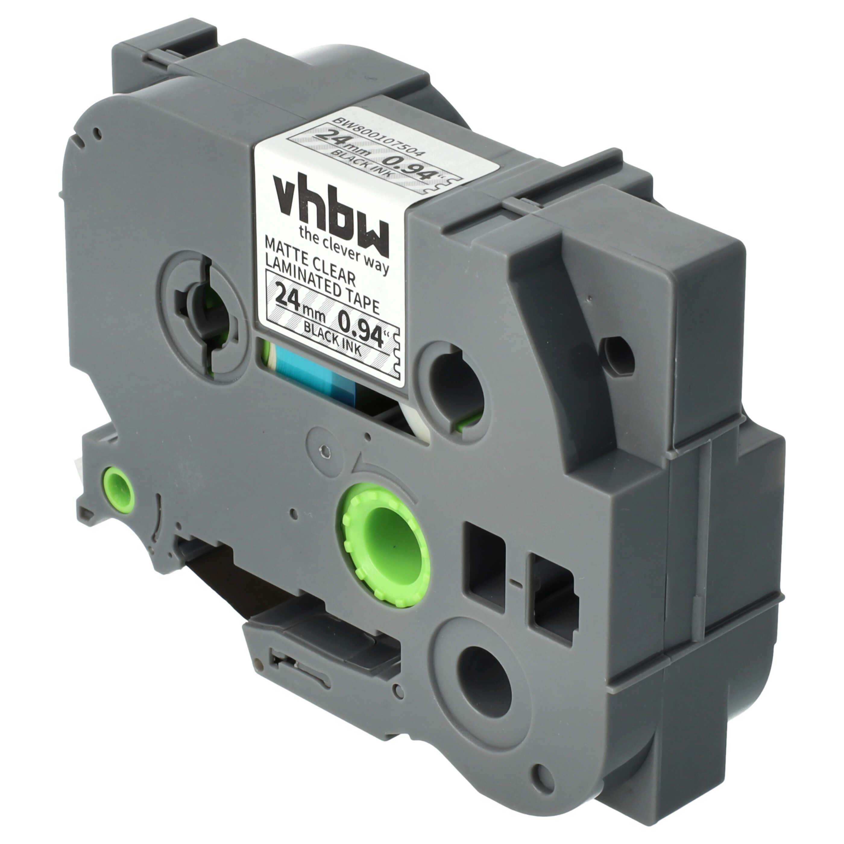 vhbw Schriftband-Kassette kompatibel mit Brother PT RL 700 S Etiketten-Drucker 8m x 24mm Schwarz auf Matt-Transparent