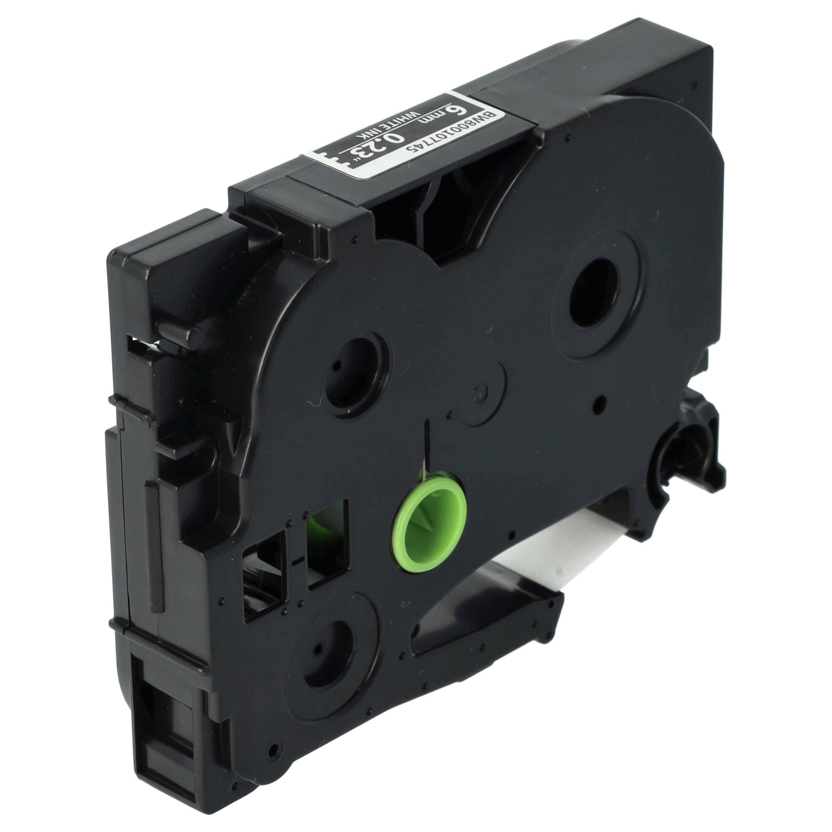vhbw Schriftband-Kassette kompatibel mit Brother PT H100R, P700 Etiketten-Drucker 8m x 6mm Weiß auf Schwarz