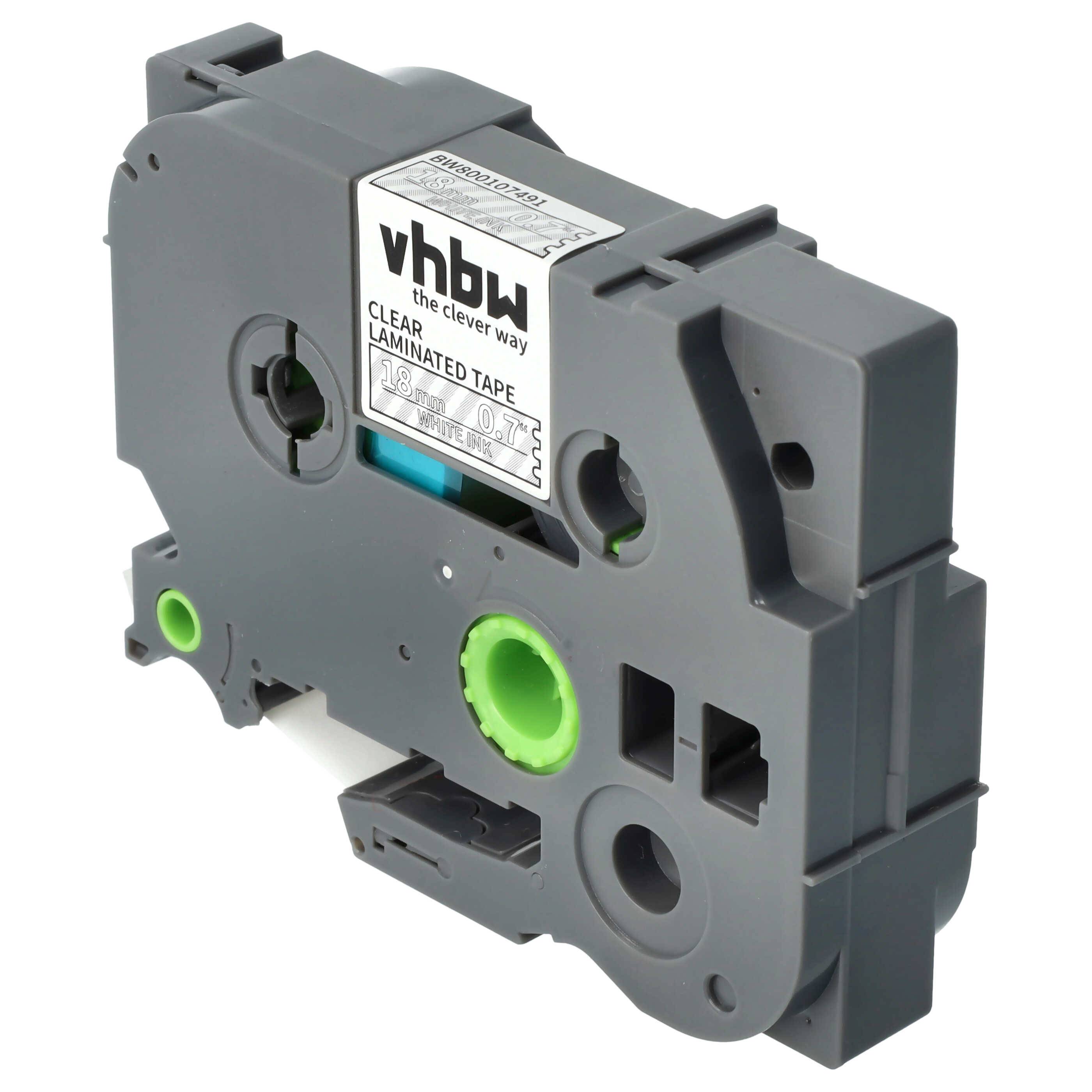 vhbw Schriftband-Kassette Ersatz für Brother TZ-145, TZE-145 für Etiketten-Drucker 8m x 18mm Weiß auf Transparent