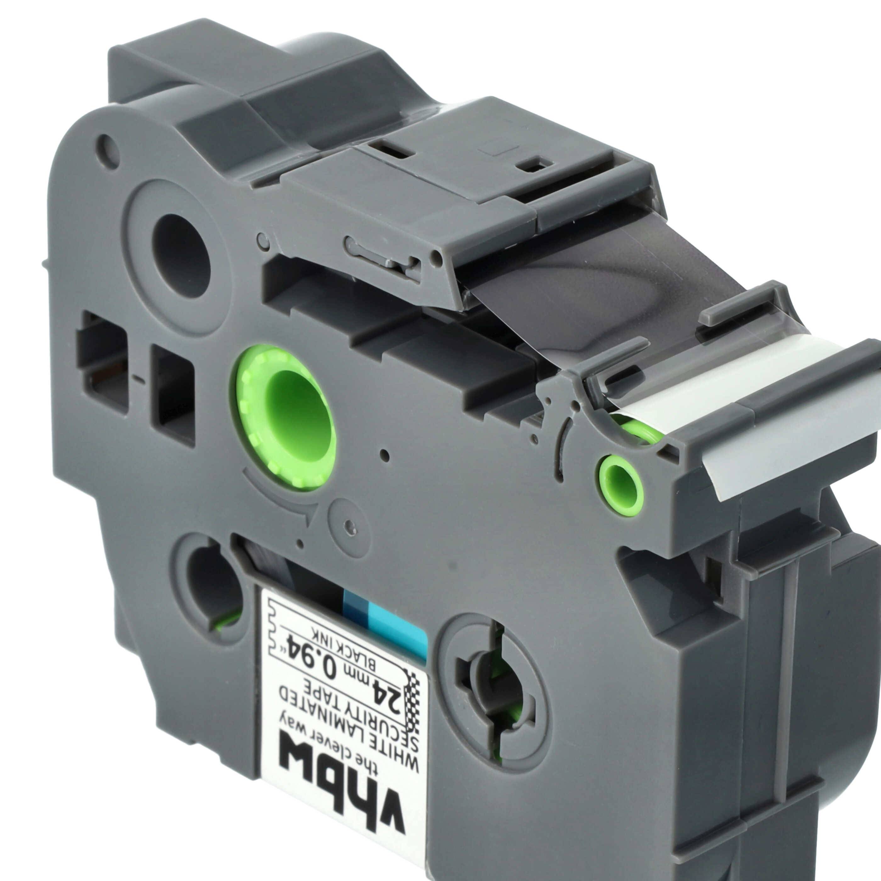 vhbw Schriftband-Kassette kompatibel mit Brother PT H 500 Li, P 700, RL 700 S Etiketten-Drucker 8m x 24mm Schwarz auf Weiß Sicherheitsband