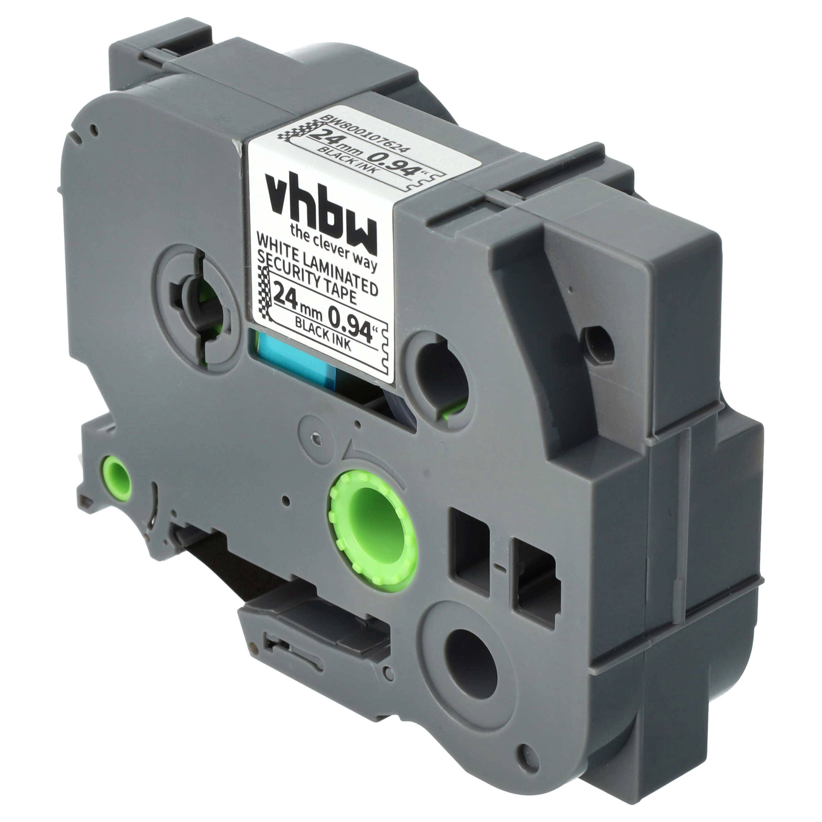 vhbw Schriftband-Kassette kompatibel mit Brother PT H 500 Li, P 700, RL 700 S Etiketten-Drucker 8m x 24mm Schwarz auf Weiß Sicherheitsband