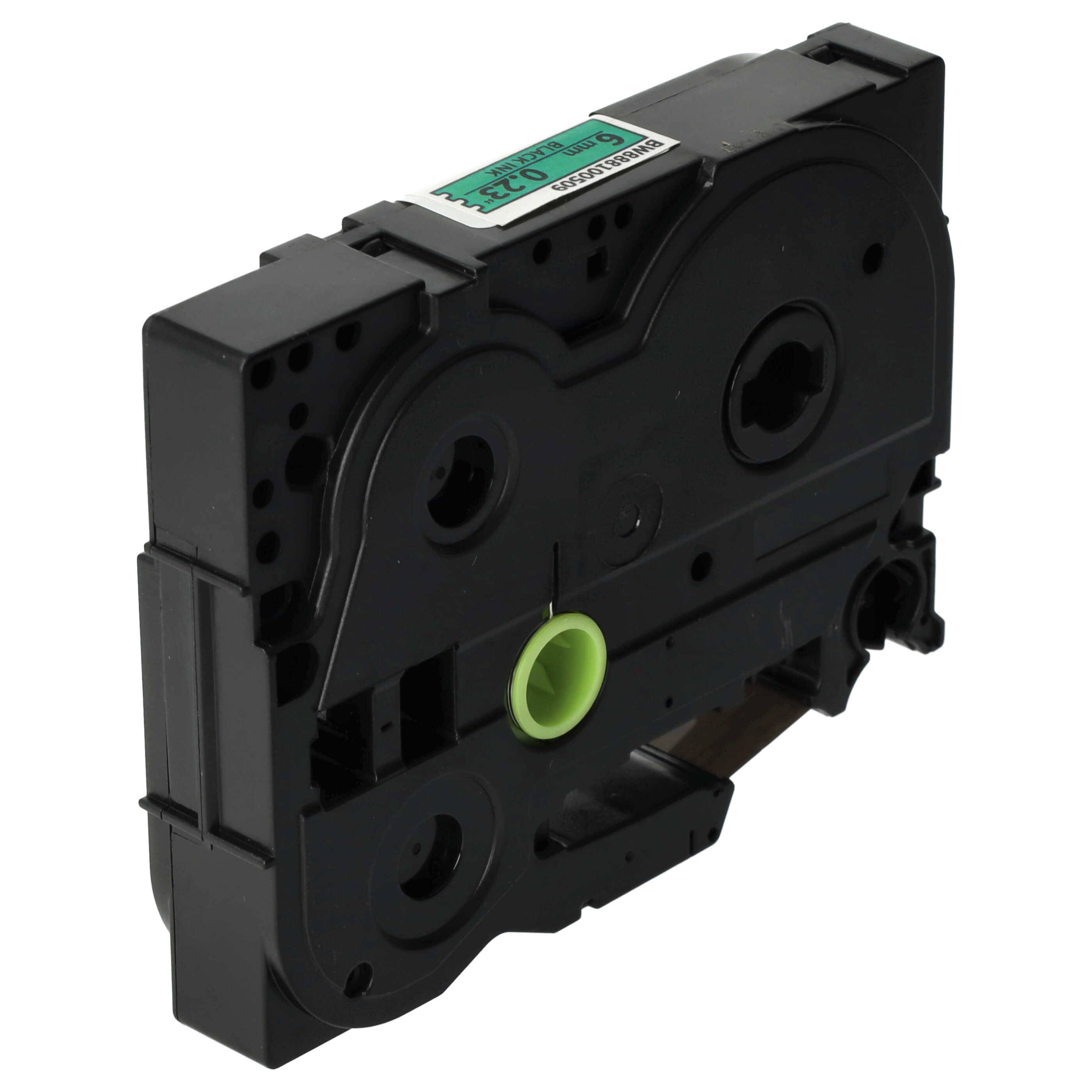 vhbw Schriftband-Kassette kompatibel mit Brother PT D200BWV, D210, D210VP, D200VP Etiketten-Drucker 8m x 6mm Schwarz auf Grün, Flexibel, Laminiert