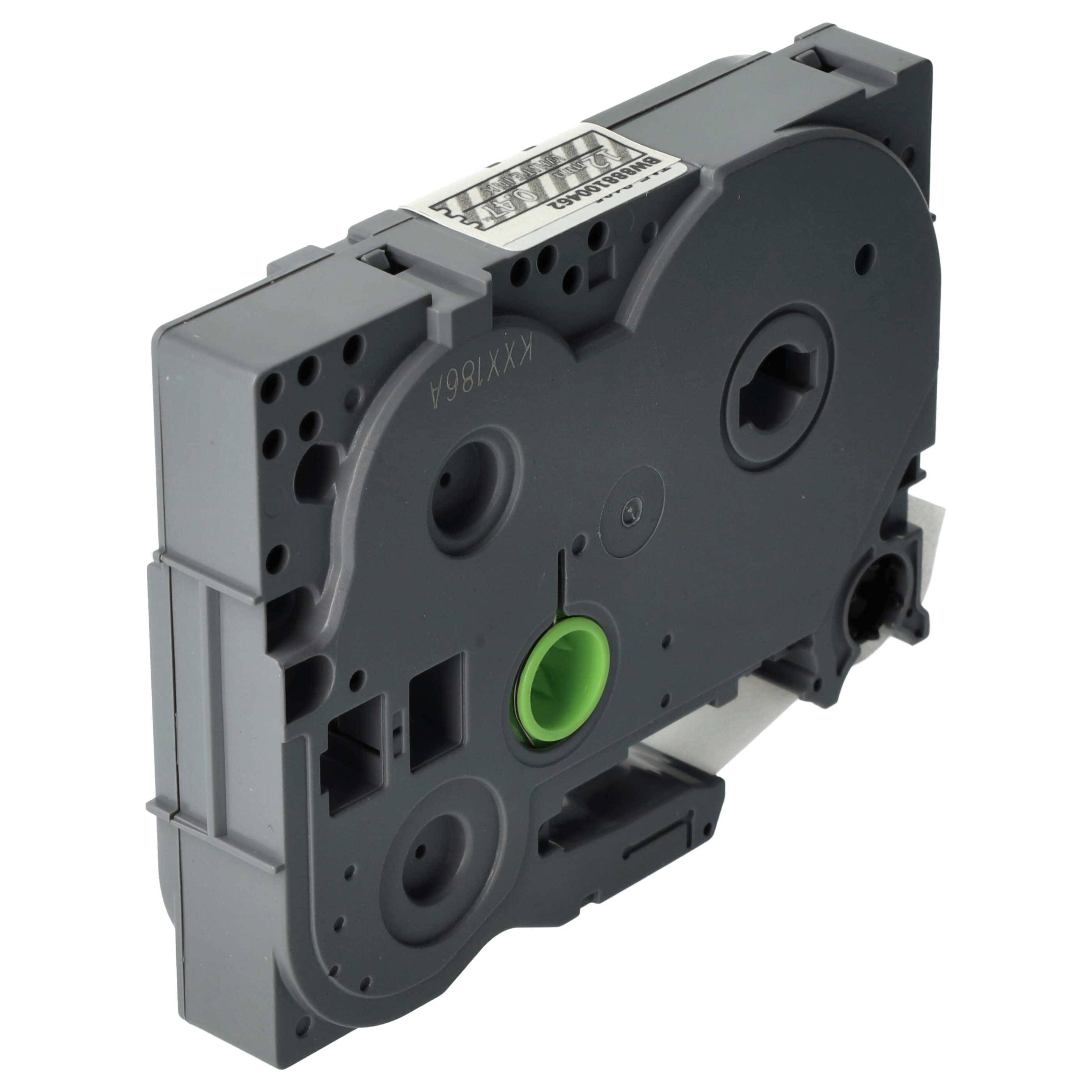 vhbw Schriftband-Kassette kompatibel mit Brother PT H300, H110BK, H200 Etiketten-Drucker 8m x 12mm Weiß auf Transparent, Extra Stark, Laminiert