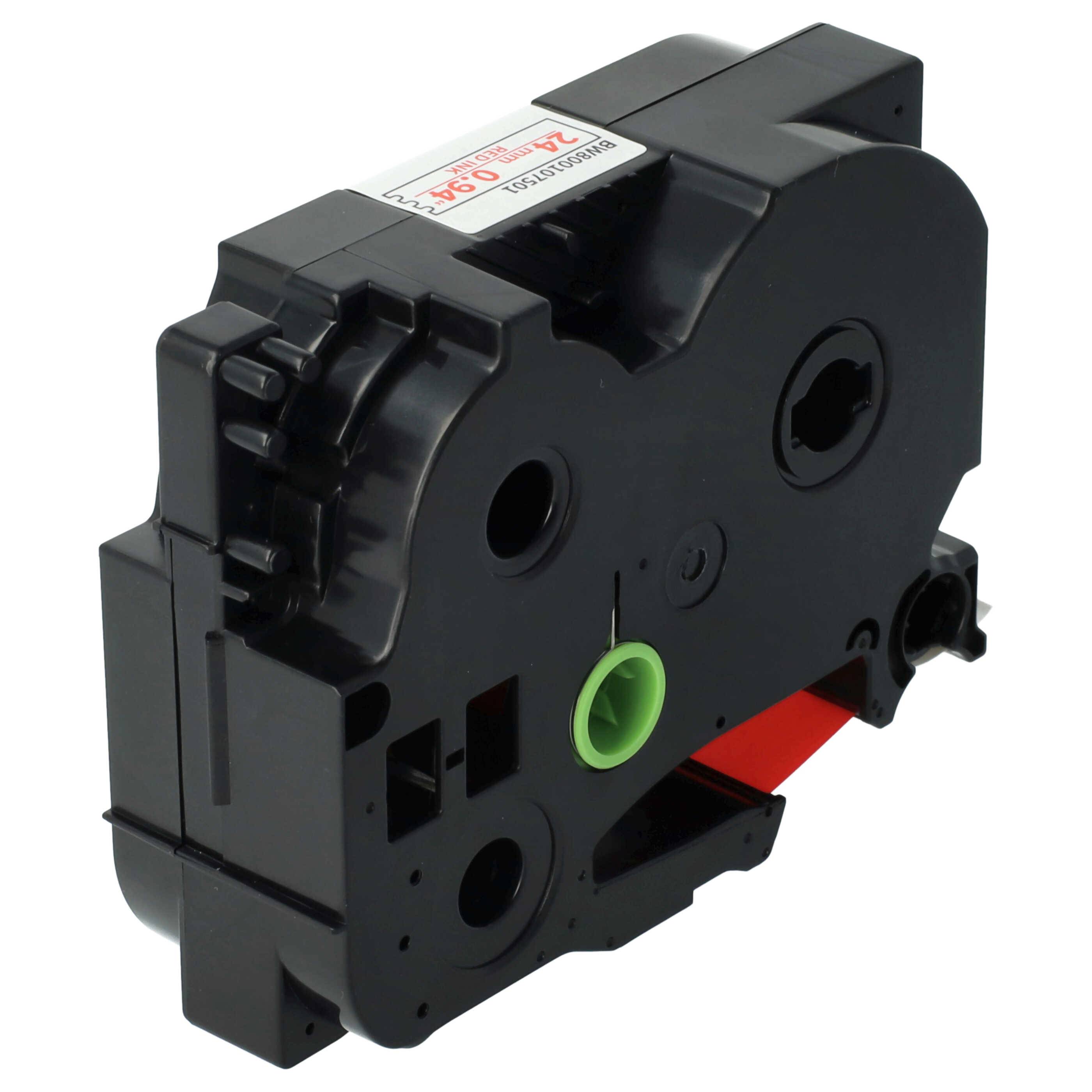 vhbw 1x Schriftband-Kassette kompatibel mit Brother PT 9600, 9400, 7500 VP, 7600 VP, 9200 DX, 9200 PC, 9500 PC Etiketten-Drucker 24mm Rot auf Weiß