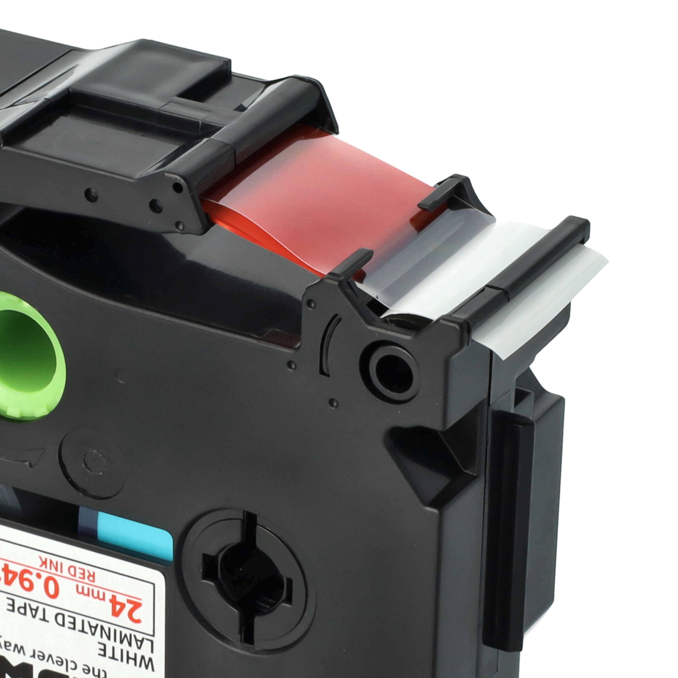 vhbw 1x Schriftband-Kassette kompatibel mit Brother PT 9600, 9400, 7500 VP, 7600 VP, 9200 DX, 9200 PC, 9500 PC Etiketten-Drucker 24mm Rot auf Weiß