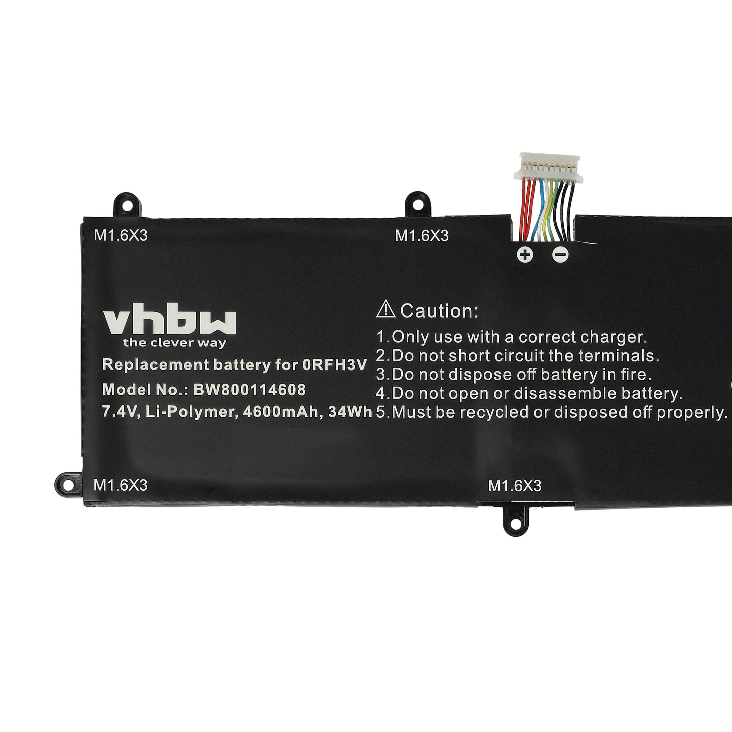 vhbw Akku Ersatz für Dell XRHWG für Notebook (4600mAh, 7,4V, Li-Polymer)