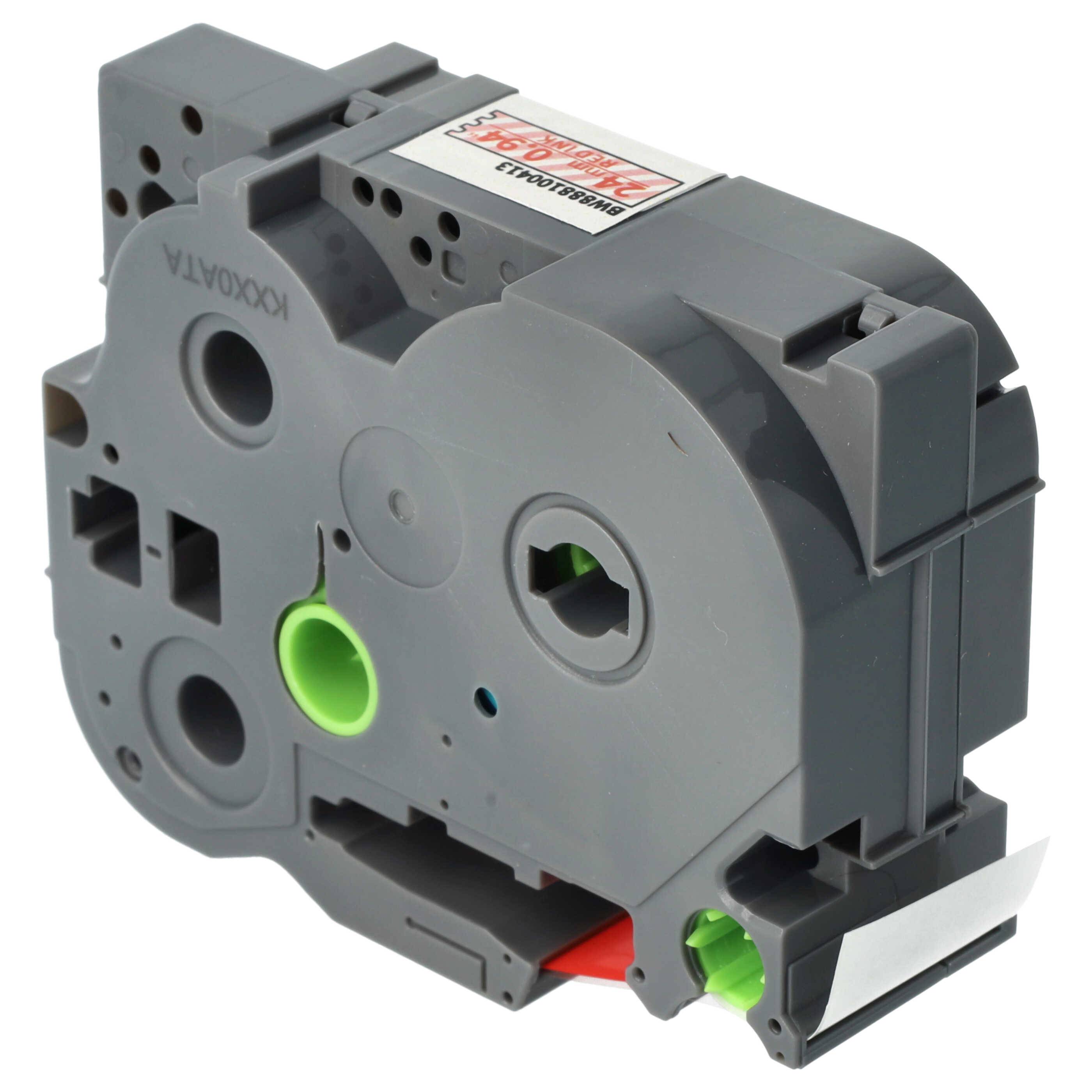 vhbw Schriftband-Kassette kompatibel mit Brother PT 2410, 2400, 2420PC, 2300, 2310, 2400E Etiketten-Drucker 8m x 24mm Rot auf Transparent, Laminiert