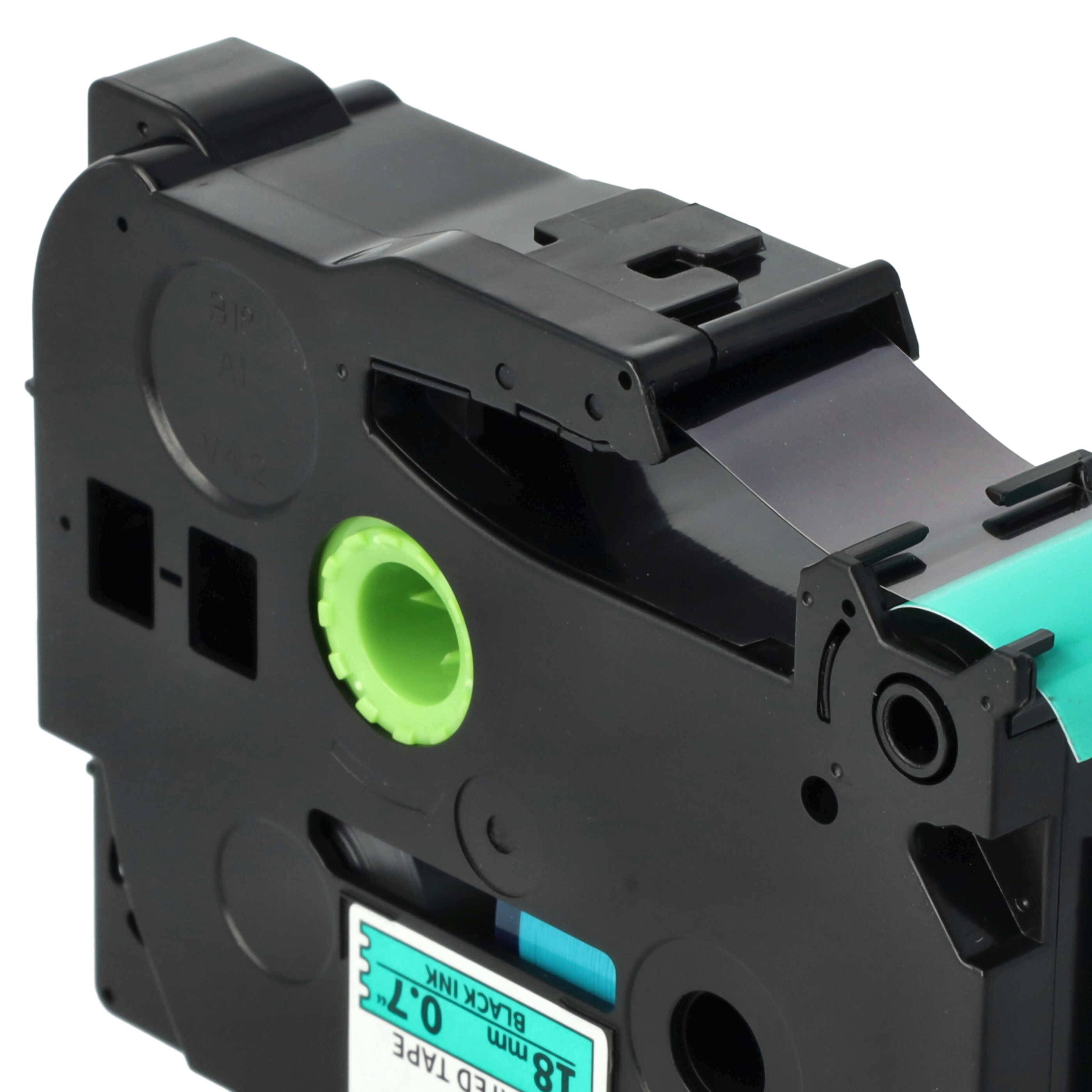 vhbw Schriftband-Kassette kompatibel mit Brother PT H 500 Li | P 700, 9700 PC, 9800 PCN, E 500 VP, H 500 Etiketten-Drucker 8m x 18mm Schwarz au
