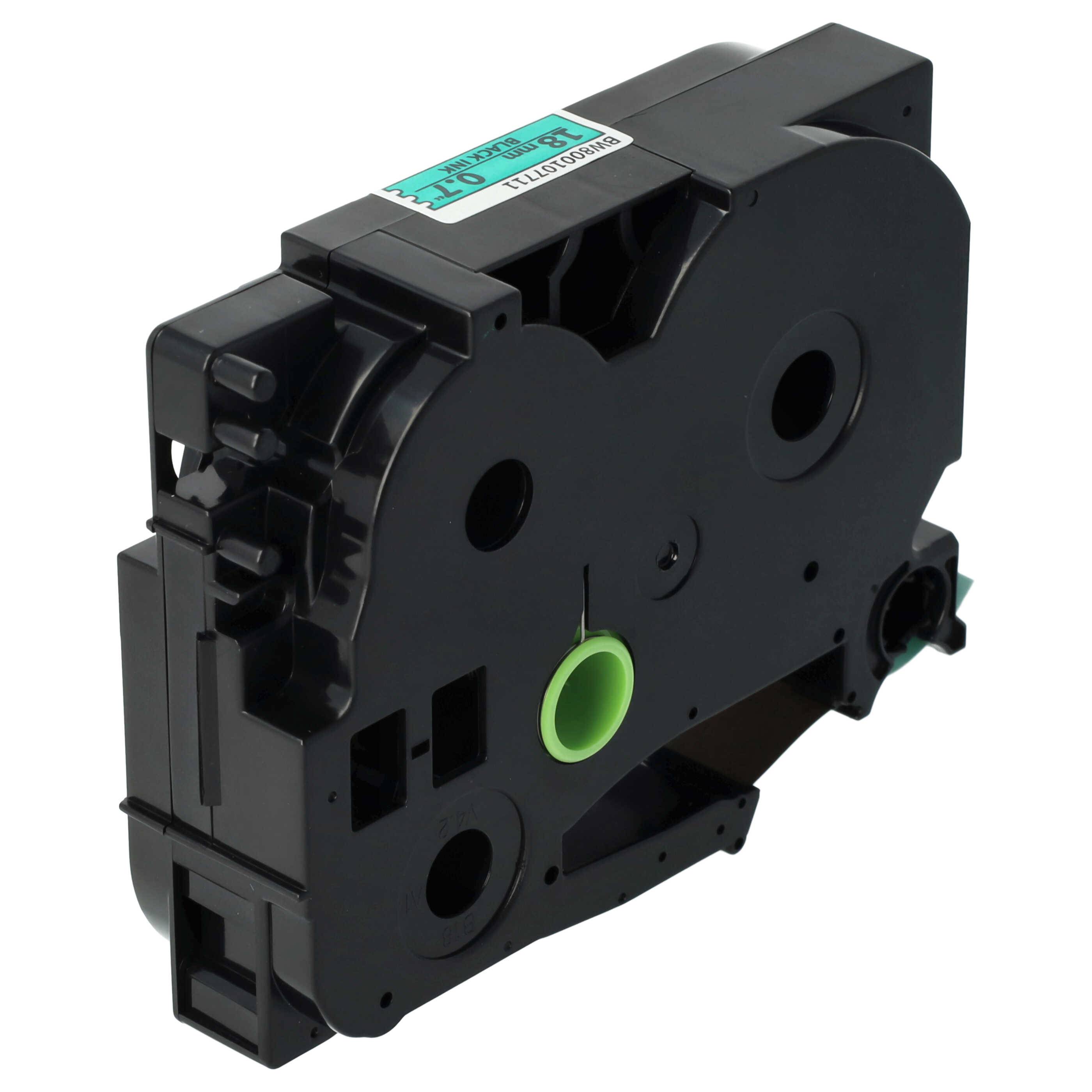 vhbw Schriftband-Kassette kompatibel mit Brother PT H 500 Li | P 700, 9700 PC, 9800 PCN, E 500 VP, H 500 Etiketten-Drucker 8m x 18mm Schwarz au