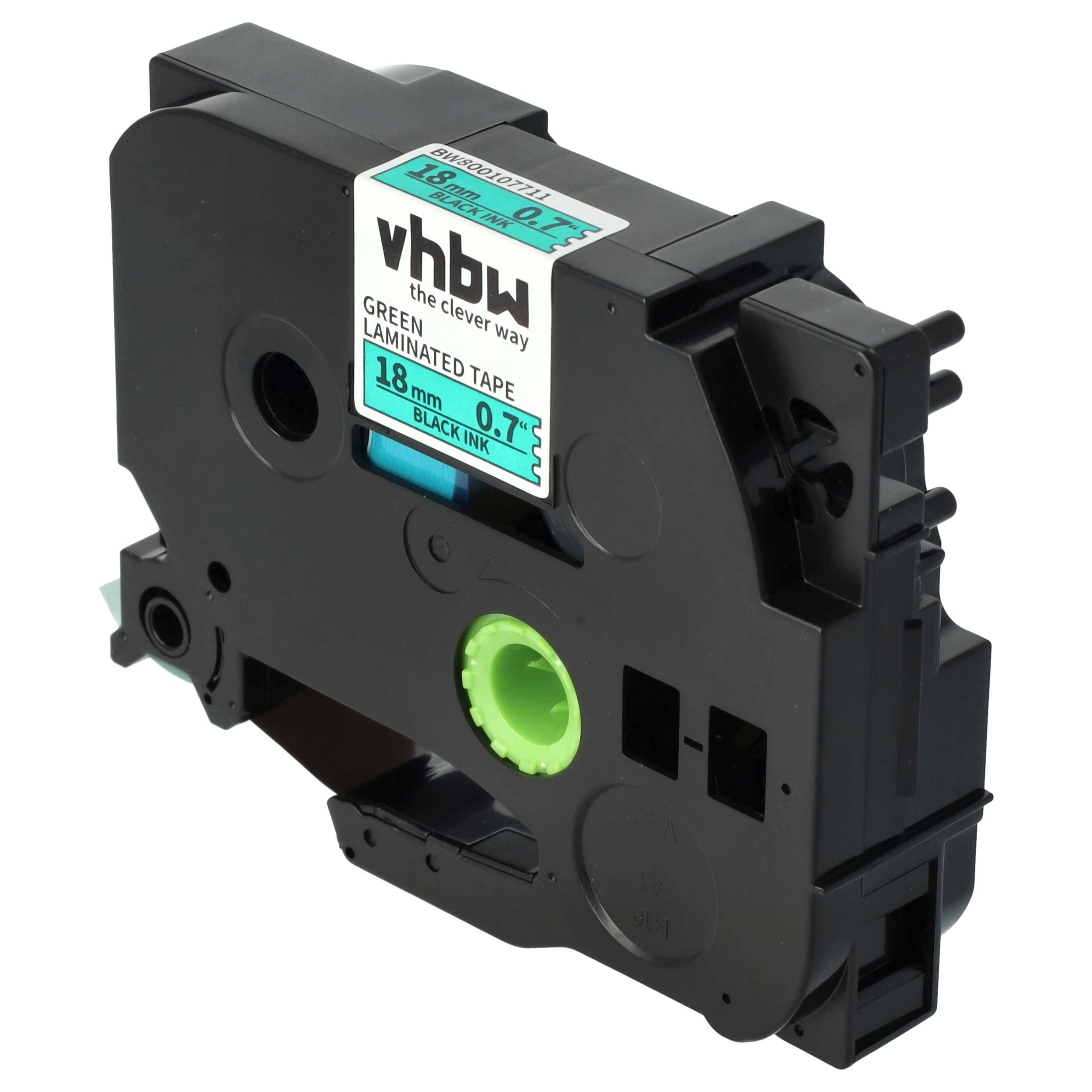 vhbw Schriftband-Kassette kompatibel mit Brother PT H 500 Li | P 700, 9700 PC, 9800 PCN, E 500 VP, H 500 Etiketten-Drucker 8m x 18mm Schwarz au
