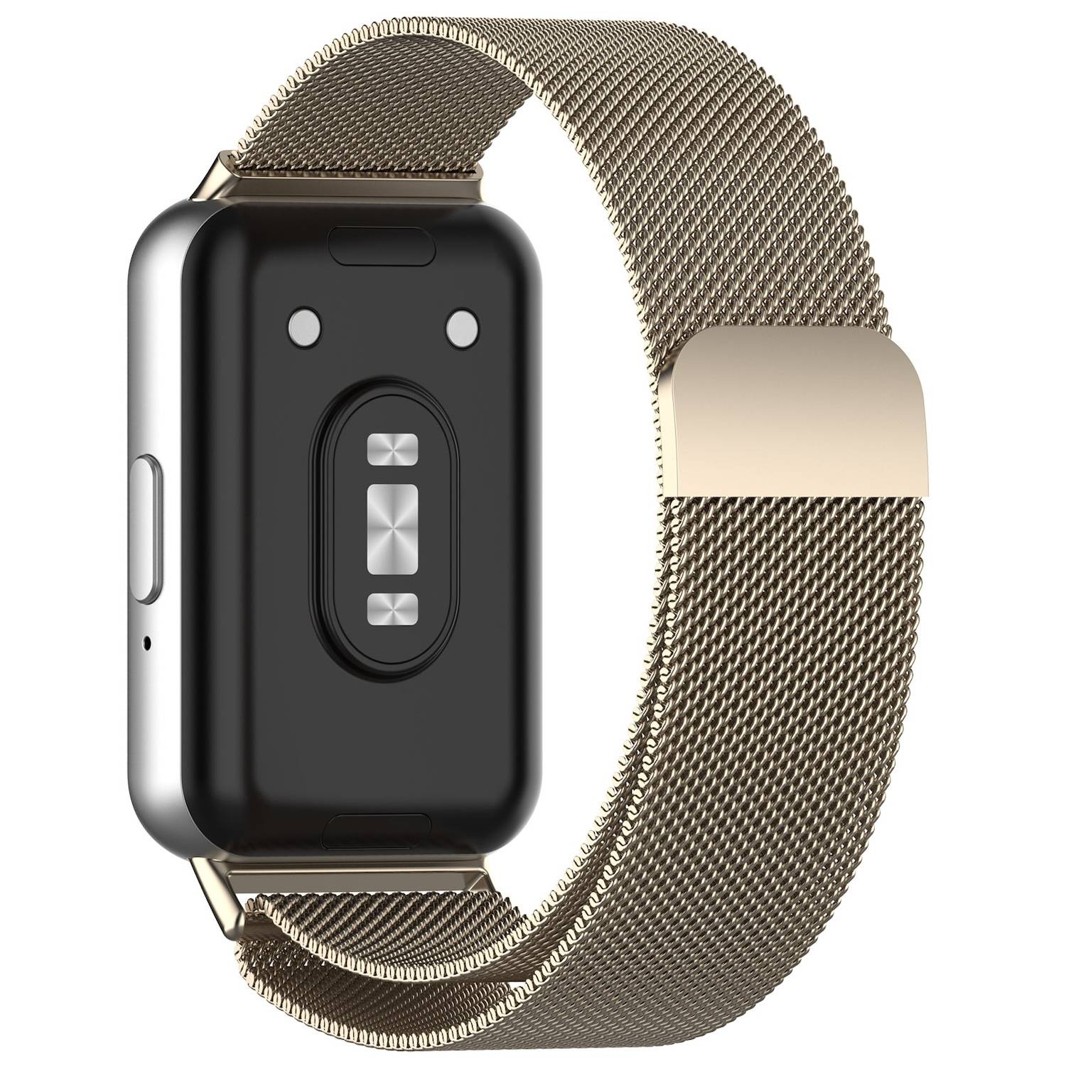 Für Samsung Galaxy Fit 3 Metall Stahl Mesh Armband mit Magnetverschluss Beige