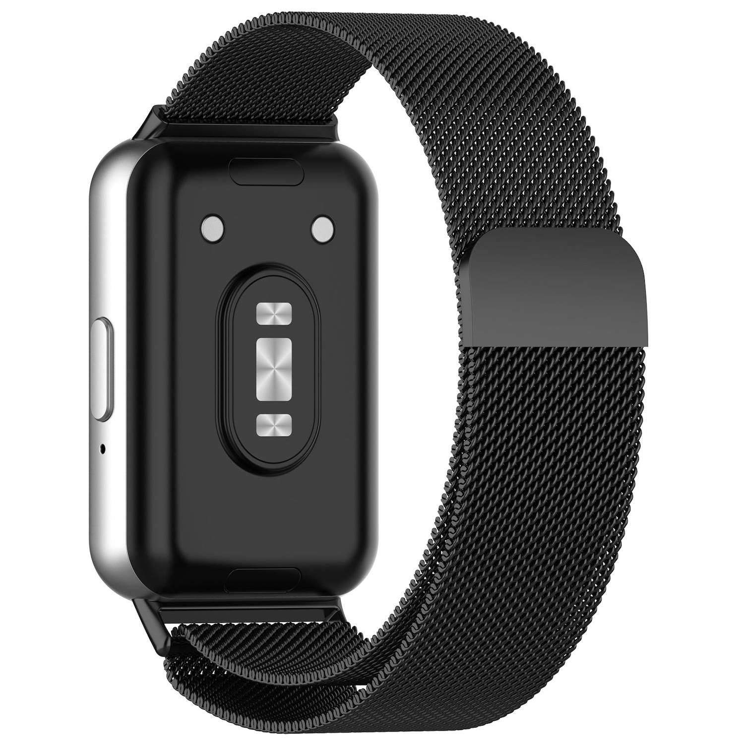 Für Samsung Galaxy Fit 3 Metall Stahl Mesh Armband mit Magnetverschluss Schwarz
