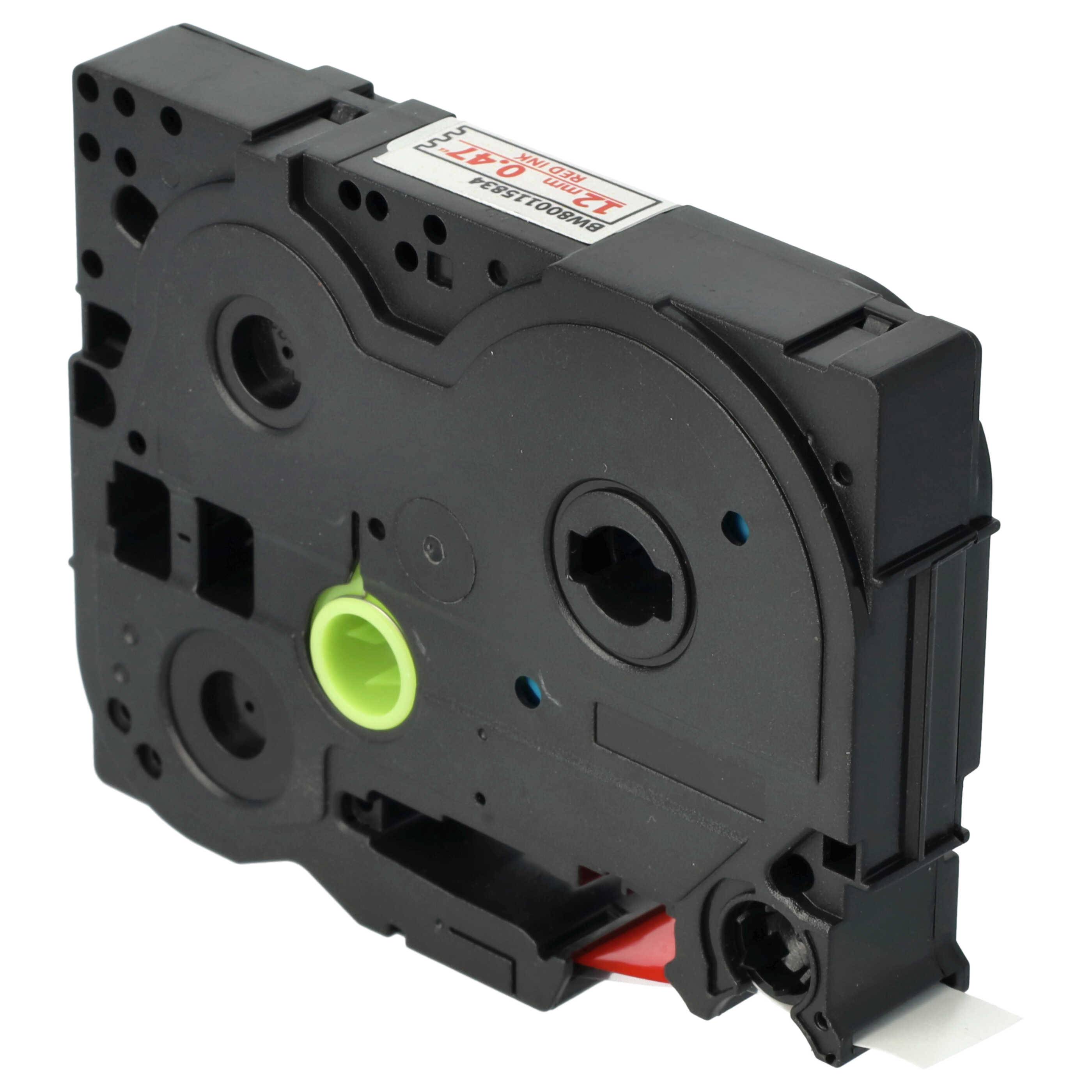 vhbw Schriftband-Kassette kompatibel mit Brother PT 9700PC, 9800PCN, D200WNVP, D200, D200VP Etiketten-Drucker 8m x 12mm Rot auf Weiß, Flexibel