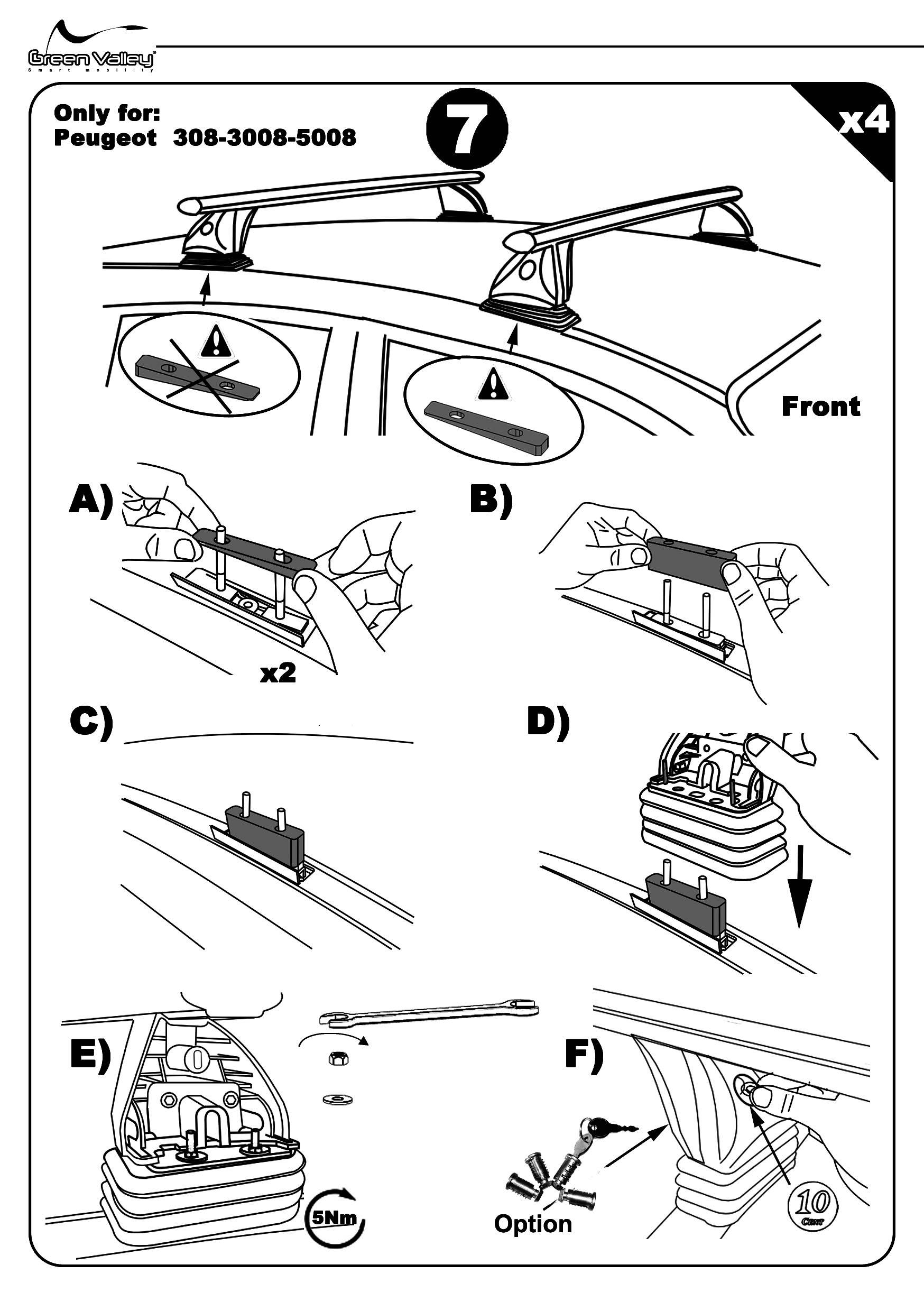 Dachbox VDPJUXT500 500Ltr abschließbar schwarz + Stahl Dachträger Aurilis VDP kompatibel mit für Peugeot 3008 (5Türer) 2009-2016