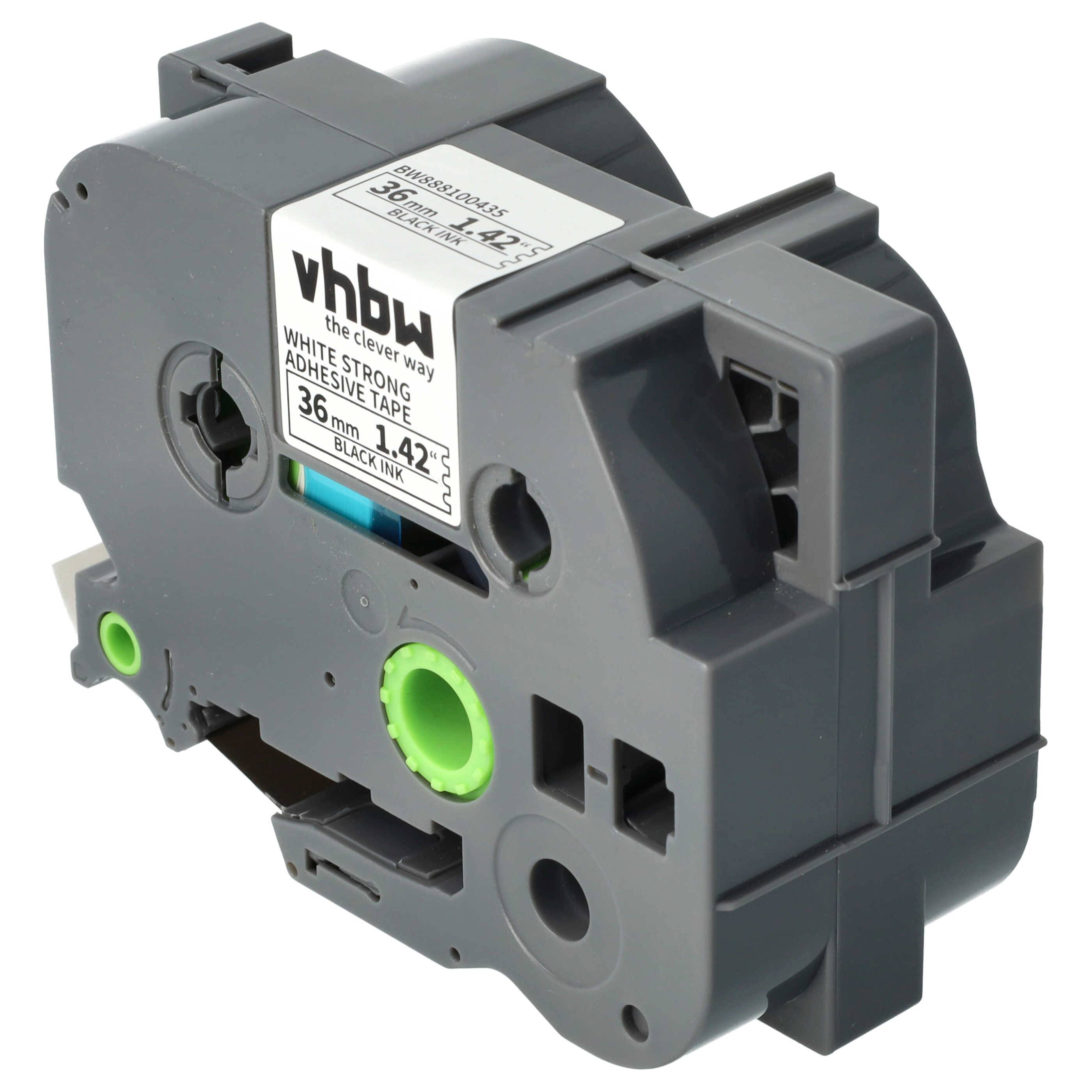 vhbw Schriftband-Kassette kompatibel mit Brother PT 9800PCN, D800W, E800W, P900 Etiketten-Drucker 8m x 36mm Schwarz auf Weiß, Extra Stark, Laminiert