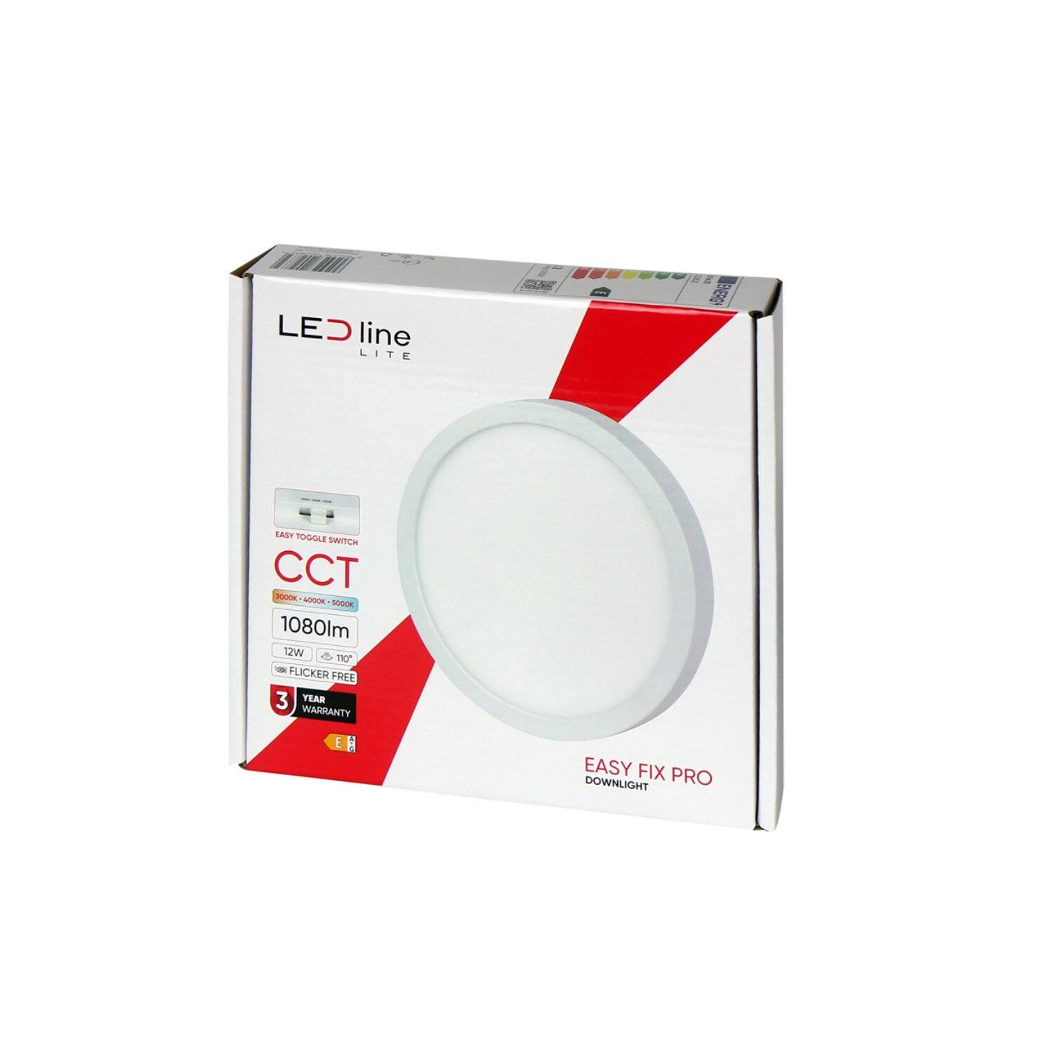 Ein-Aufbaustrahler 12W | Runde, Flimmerfrei, 1080lm | CCT Deckenleuchte einstellbare Farben 3000-5000 K