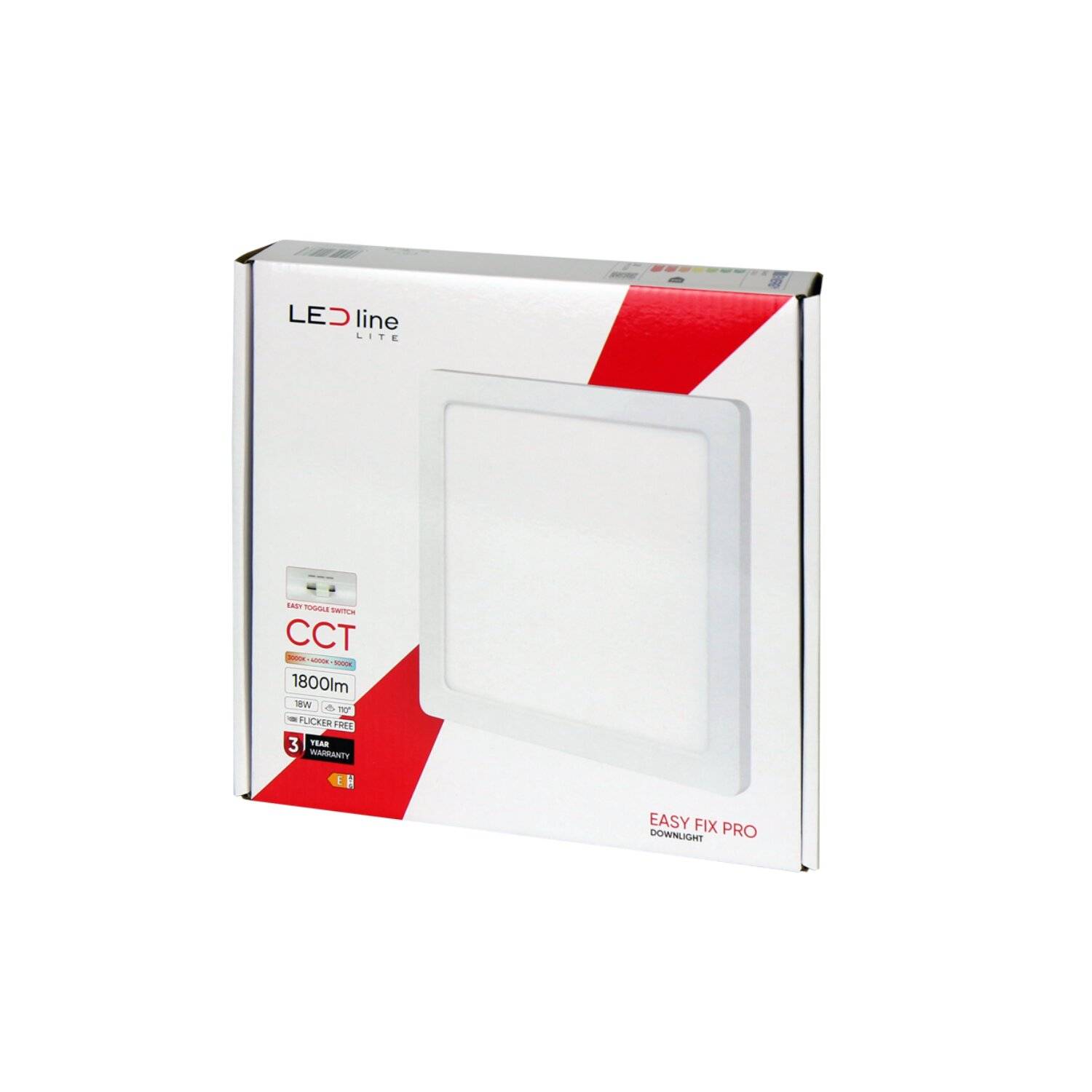 Ein-Aufbaustrahler 18W | Viereck, Flimmerfrei, 1800lm | CCT Deckenleuchte einstellbare Farben 3000-5000 K | 6er Set