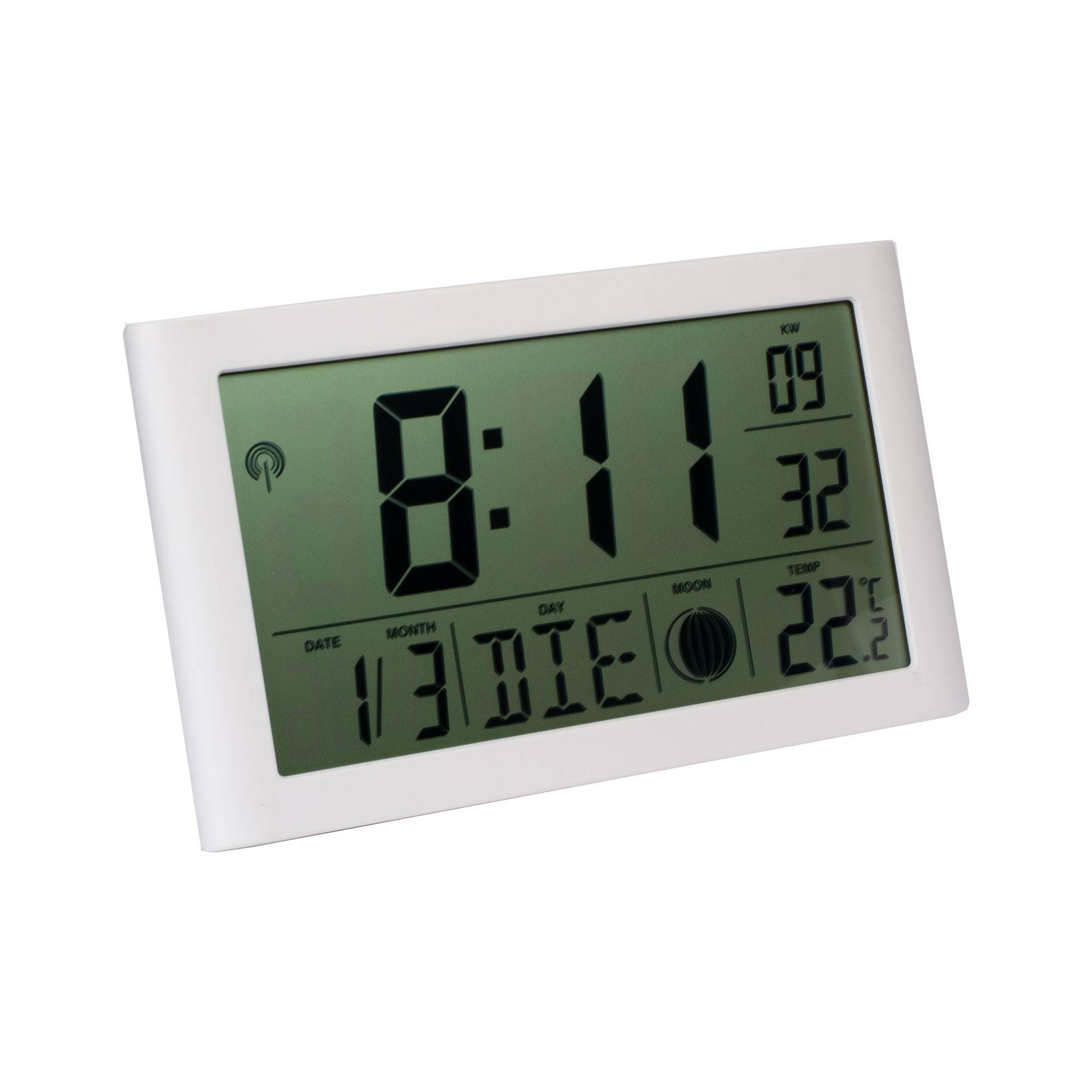 Digitale LCD Tischfunkuhr mit Datumsanzeige + Temperaturanzeige Geräuschlos Digitale LCD Funkuhr mit Datumsanzeige Temperaturanzeige